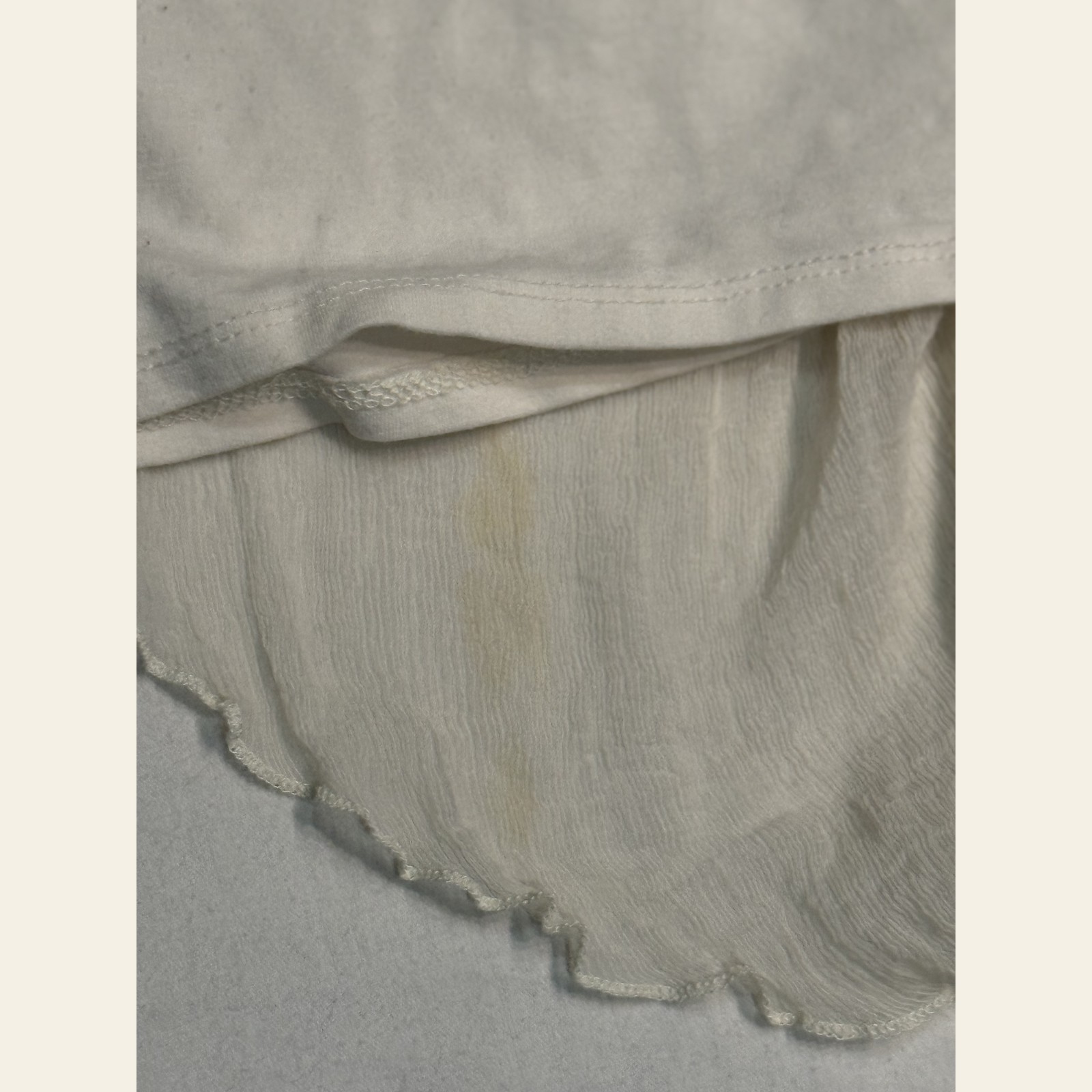 Morgan De Toi Ivory Gauze Smocked Strapless Halter Top Y2K France XS S