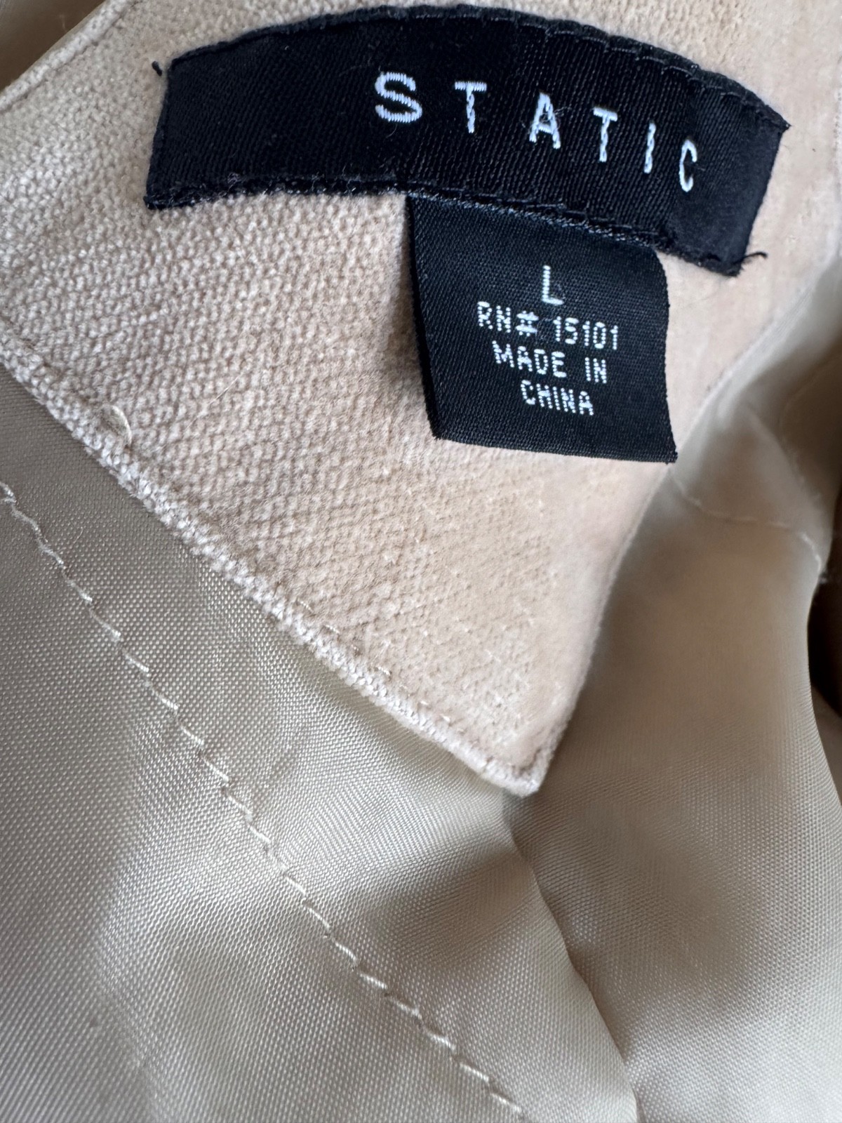 STATIC SIZE LARGE Cotton Beige Hooded Quilted Lining Button Up Embroidery