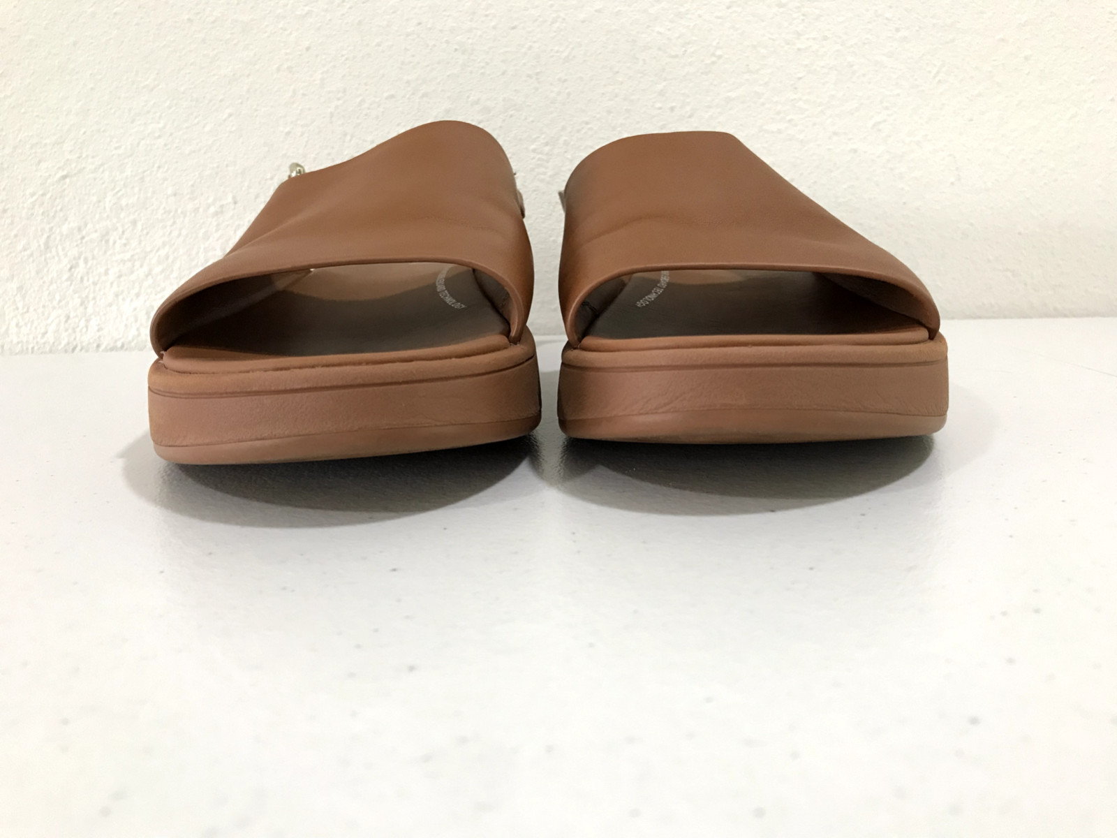 Fitflop F-Mode Tan Leather Platform Back Strap Sandals Women’s Size 10