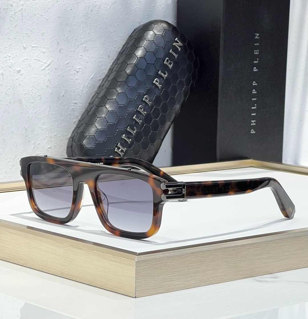PHILIPP PLEIN VPP021 Sunglasses Tortoise Frame Gradient Gray Lens 53-20-145
