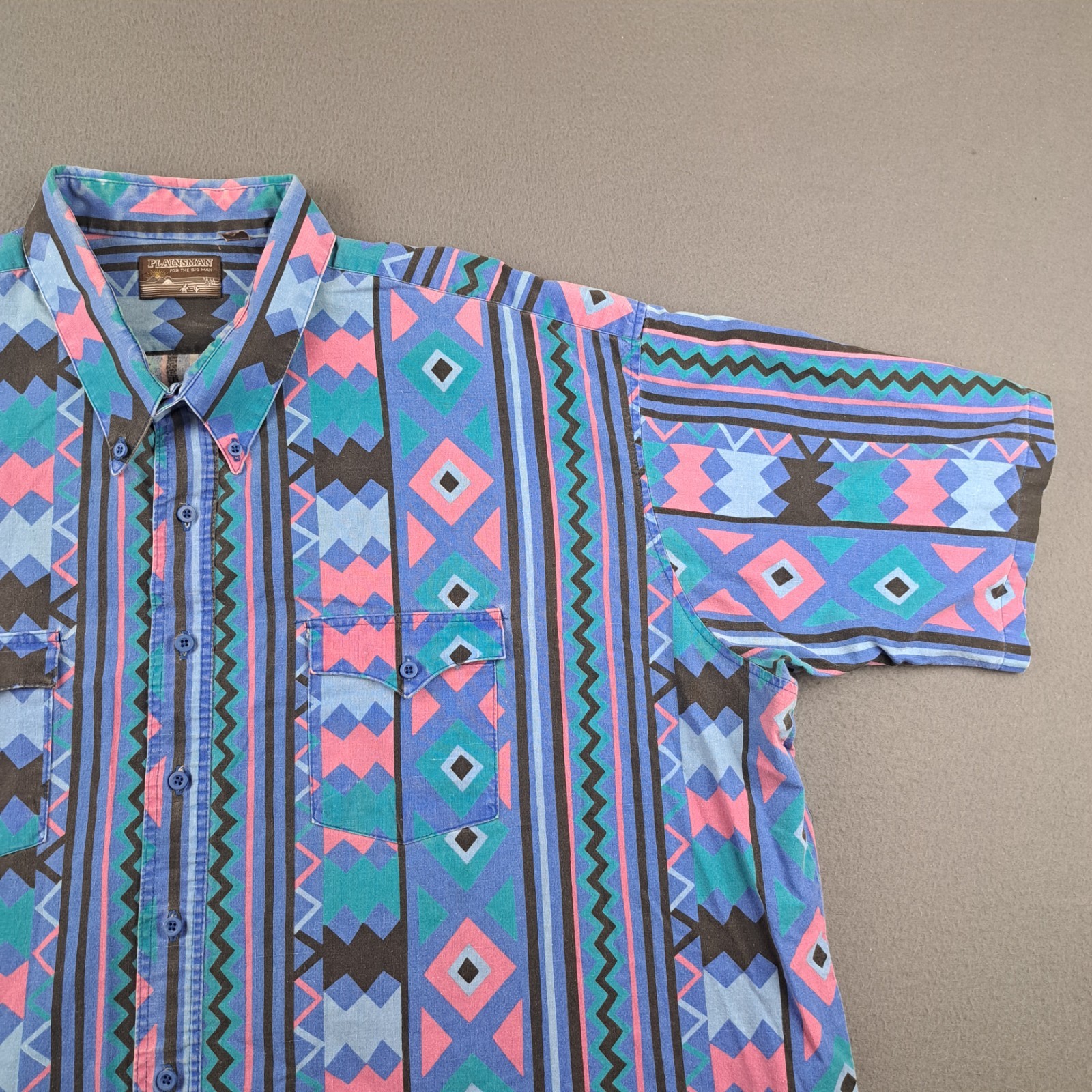 Vintage Plainsman Aztec Print Shirt Men’s 4XL Southwestern Western Button Up