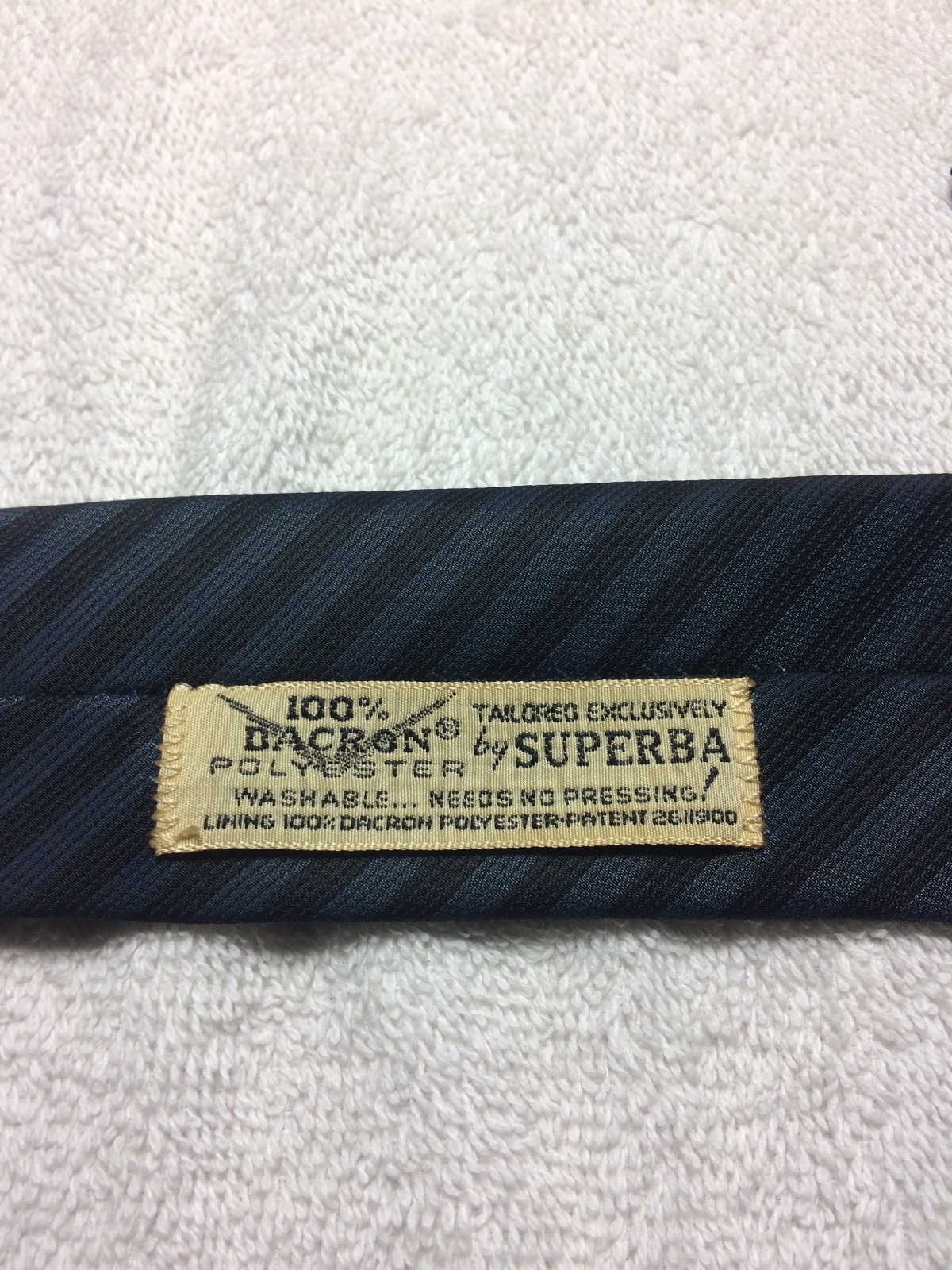 VINTAGE SUPERBA BOYS TIE 2 X 53 BLUE AND BLACK STRIPE SKINNY NARROW