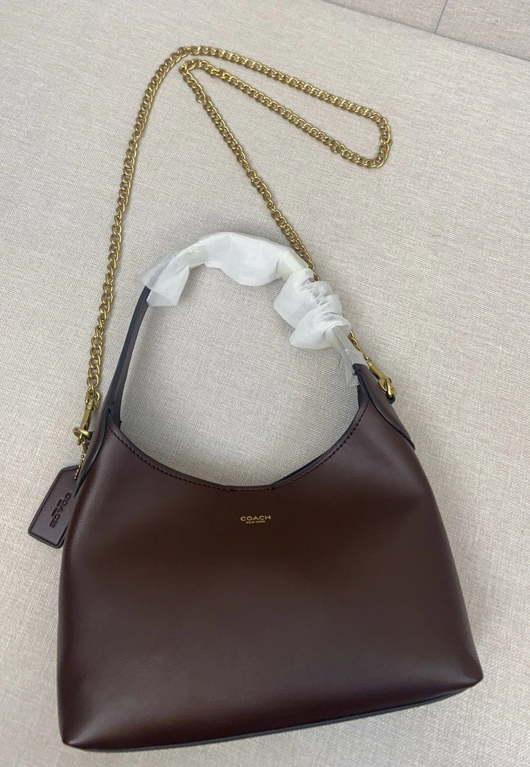 COACH CW614 Brooklyn Shoulder Bag 23 Brass/Maple Natural Grain Leather Outlet