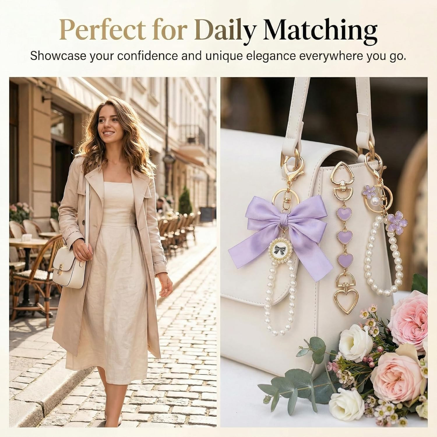 3 Pcs Bag Extender Chain Ribbon Bow Keychain Extender Bag Strap Pearl Purse Chai