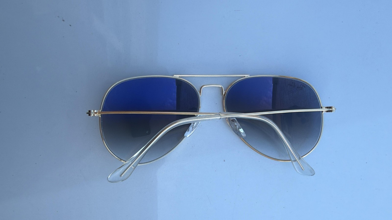 Ray-Ban Sunglasses RB3025 Aviator Gradient Gold Frame Light Blue Lenses 58mm