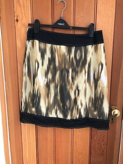 steillman floaty mini skirt abstract smudge animal stripe beige gold black sand