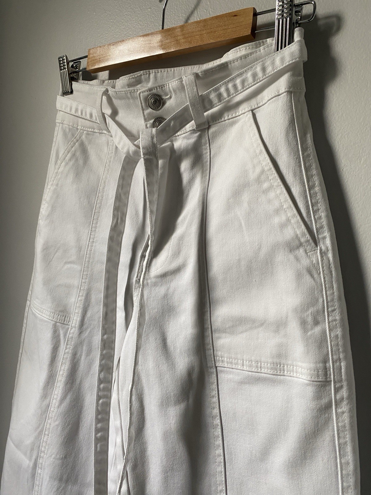 Hudson Women’s White Wide-Leg High Rise Denim Jeans w/ Pockets Size 6