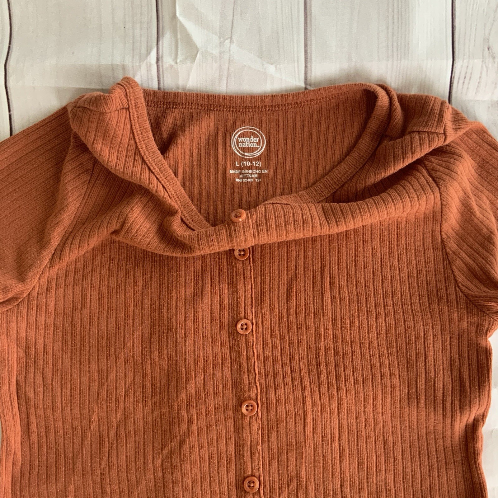 Girls Wonder Nation Cotton Orange Short Sleeve Top Stretch Size Large 10/12 Knit