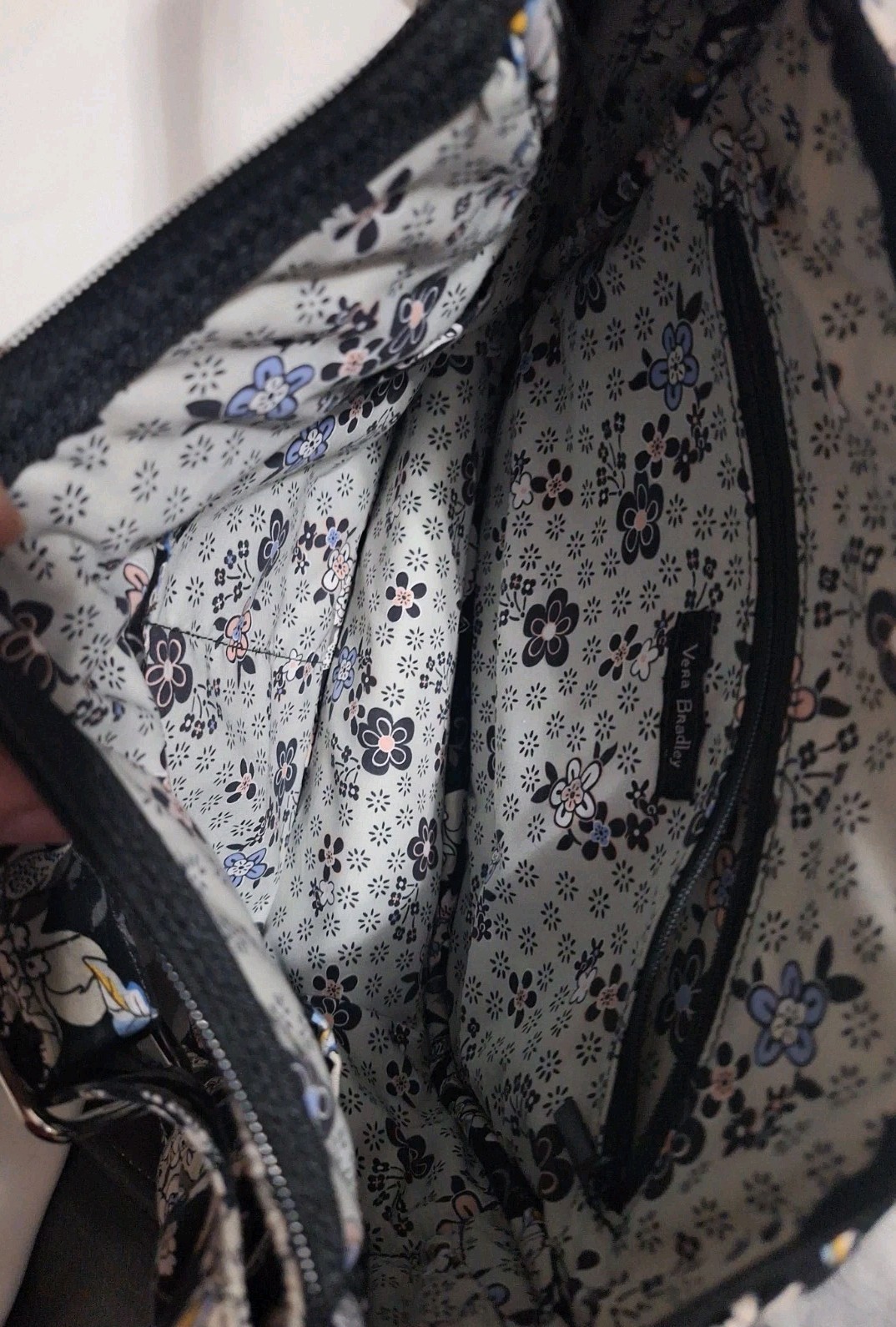 Vera Bradley Crossbody Purse Black/Blue/Beige Floral Adjustable Shoulder Bag
