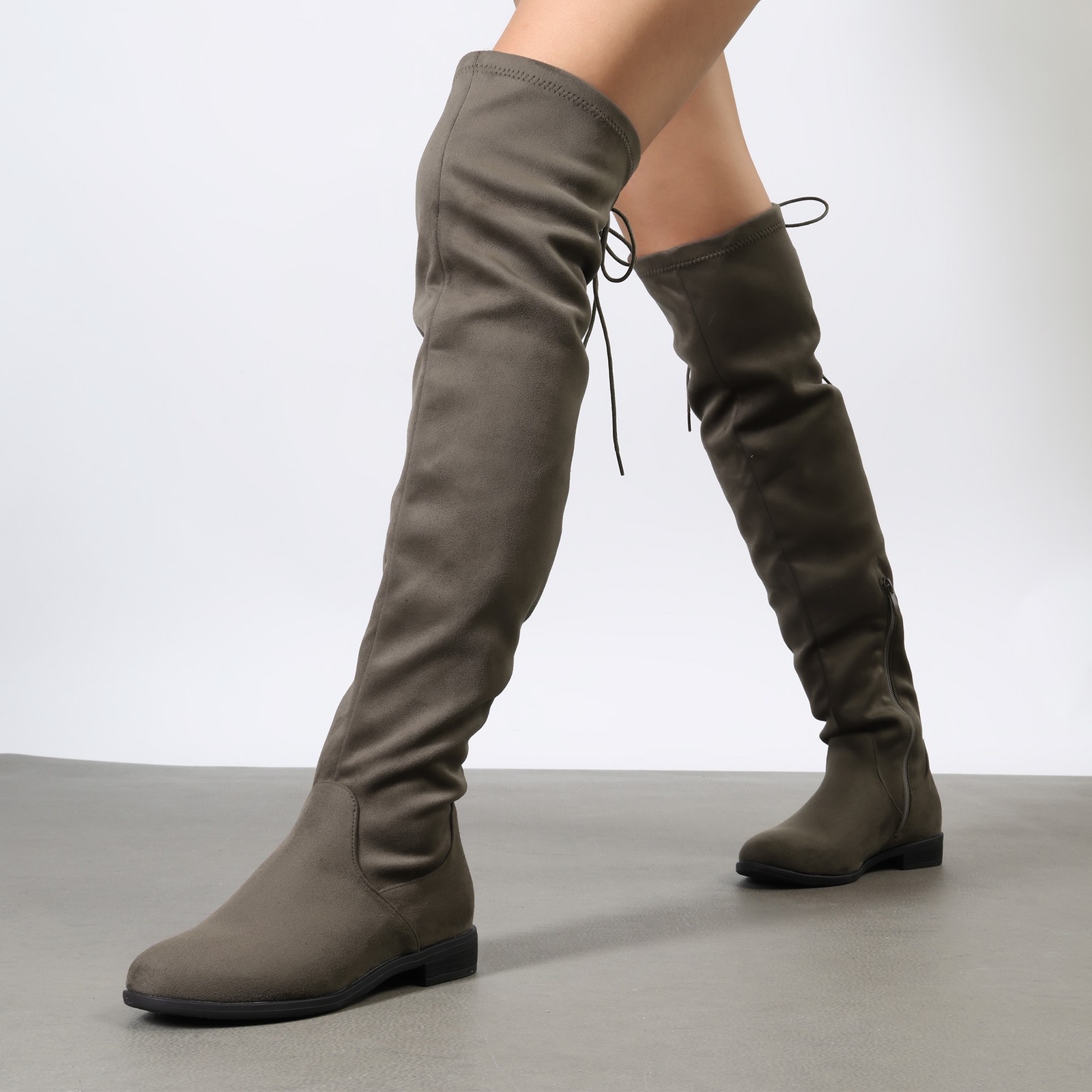 Womens Fashion Over The Knee Boots Suede Thigh High Zip Boots Size US 5-11