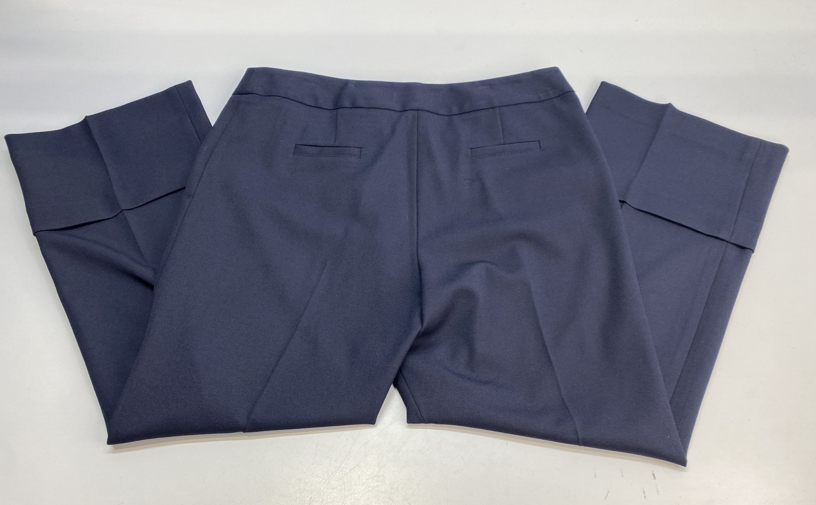 Smythe Womens Pant Deep Navy Blue Size 12 Cuffed Flood Ankle Straight Mid Rise