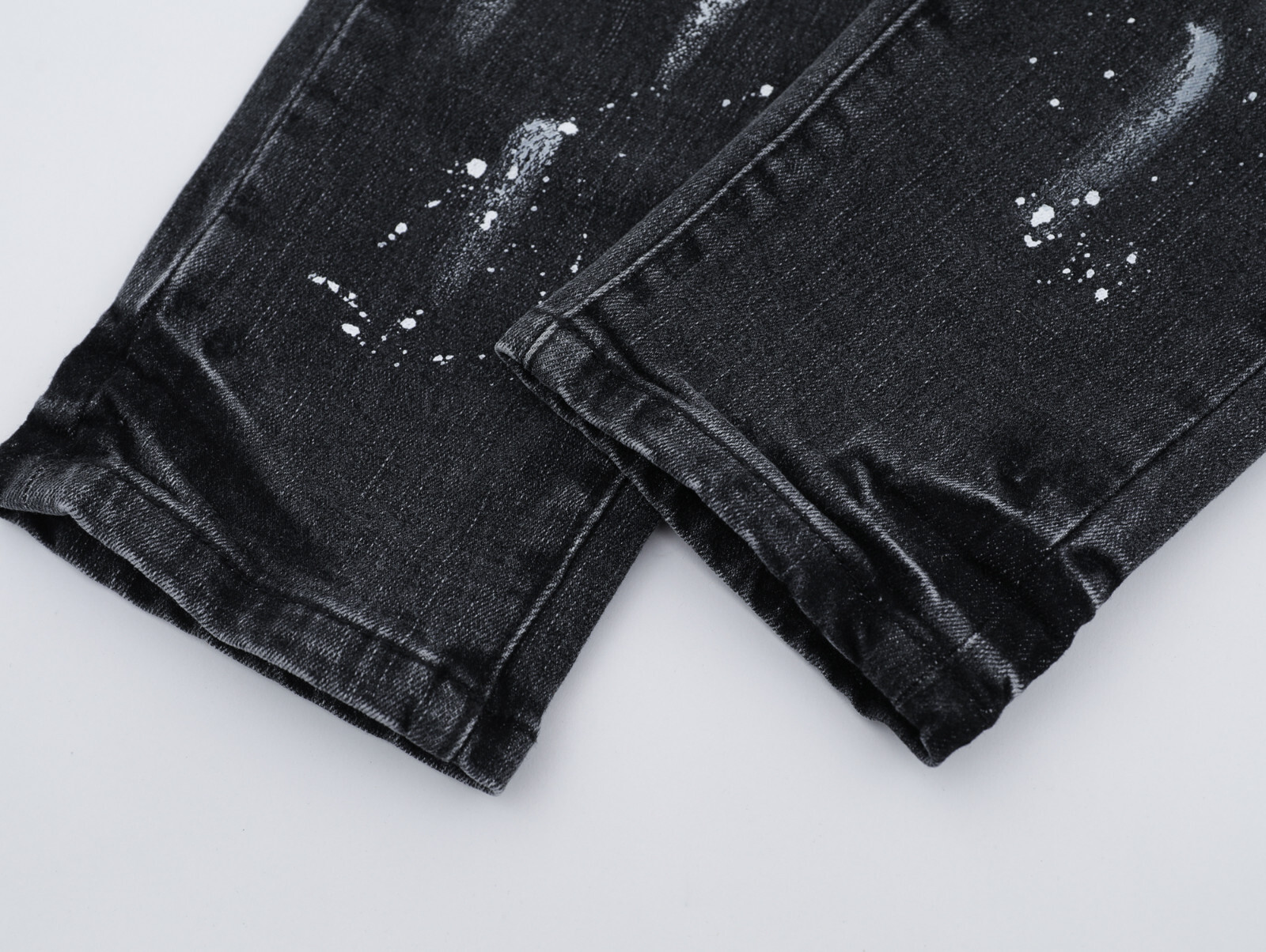Black Purple Brand Men’s Personality Logo Fashion Slim Fit Splash-Ink Jeans