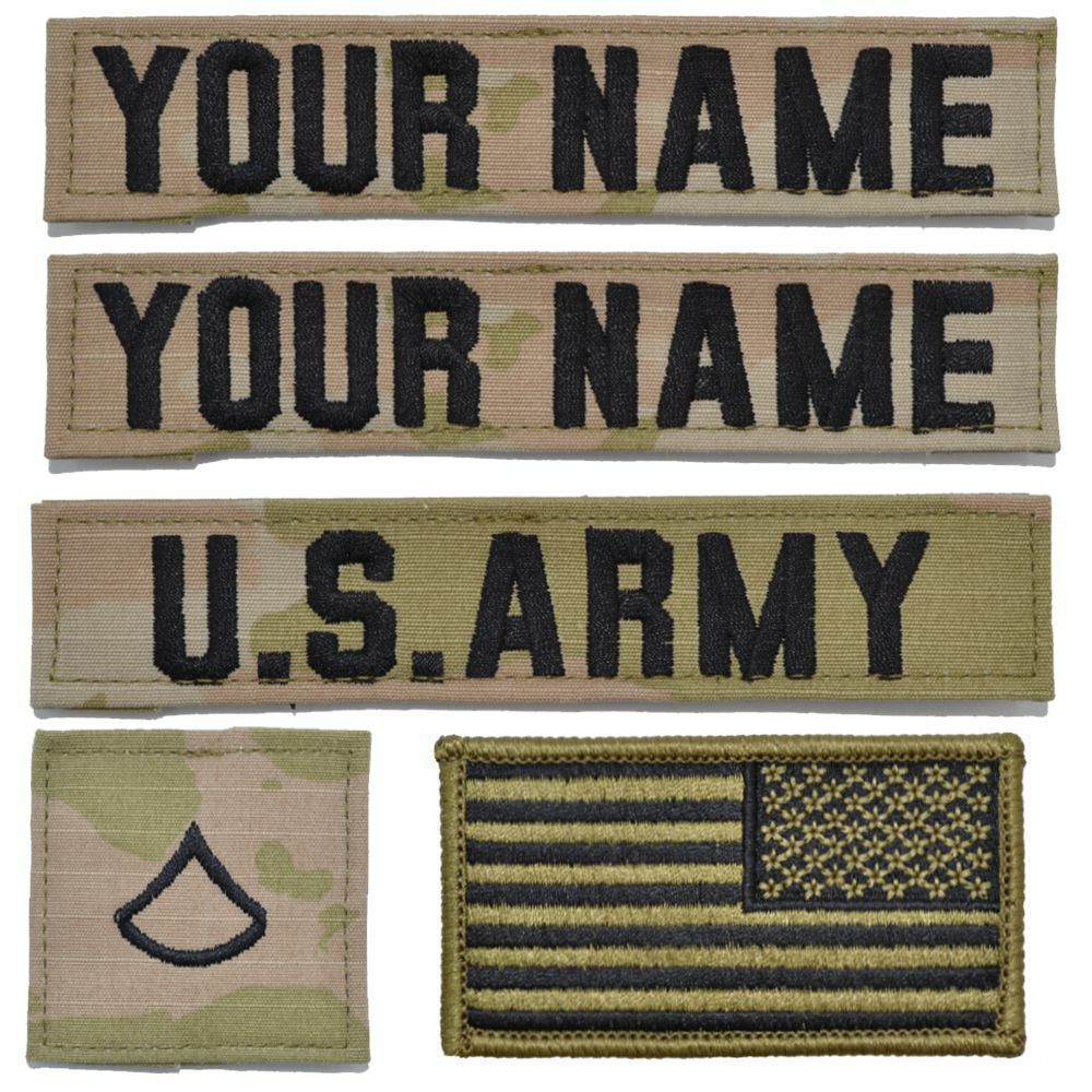 Custom 5 Piece Name Tape Set w/ Hook Fastener Backing – 3-Color OCP