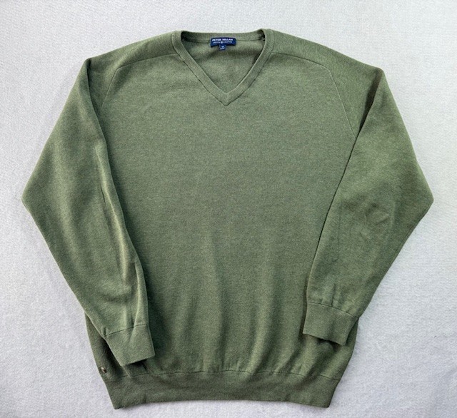 Peter Millar Crown Crafted Men’s V-Neck Cotton Lyocell Nylon Silk Sweater XL