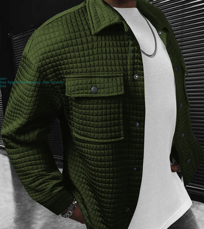 Men’s Button Down Jacket Causal Long Sleeve LightWeight Coats with Flap Pockets