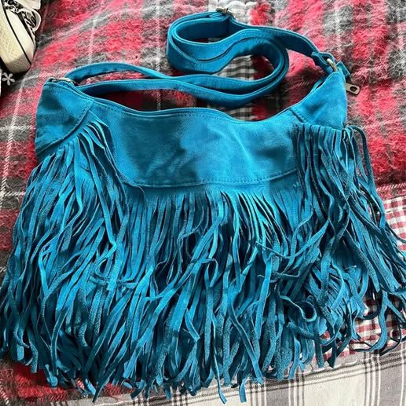 Fringe Turquoise suede bag/purse