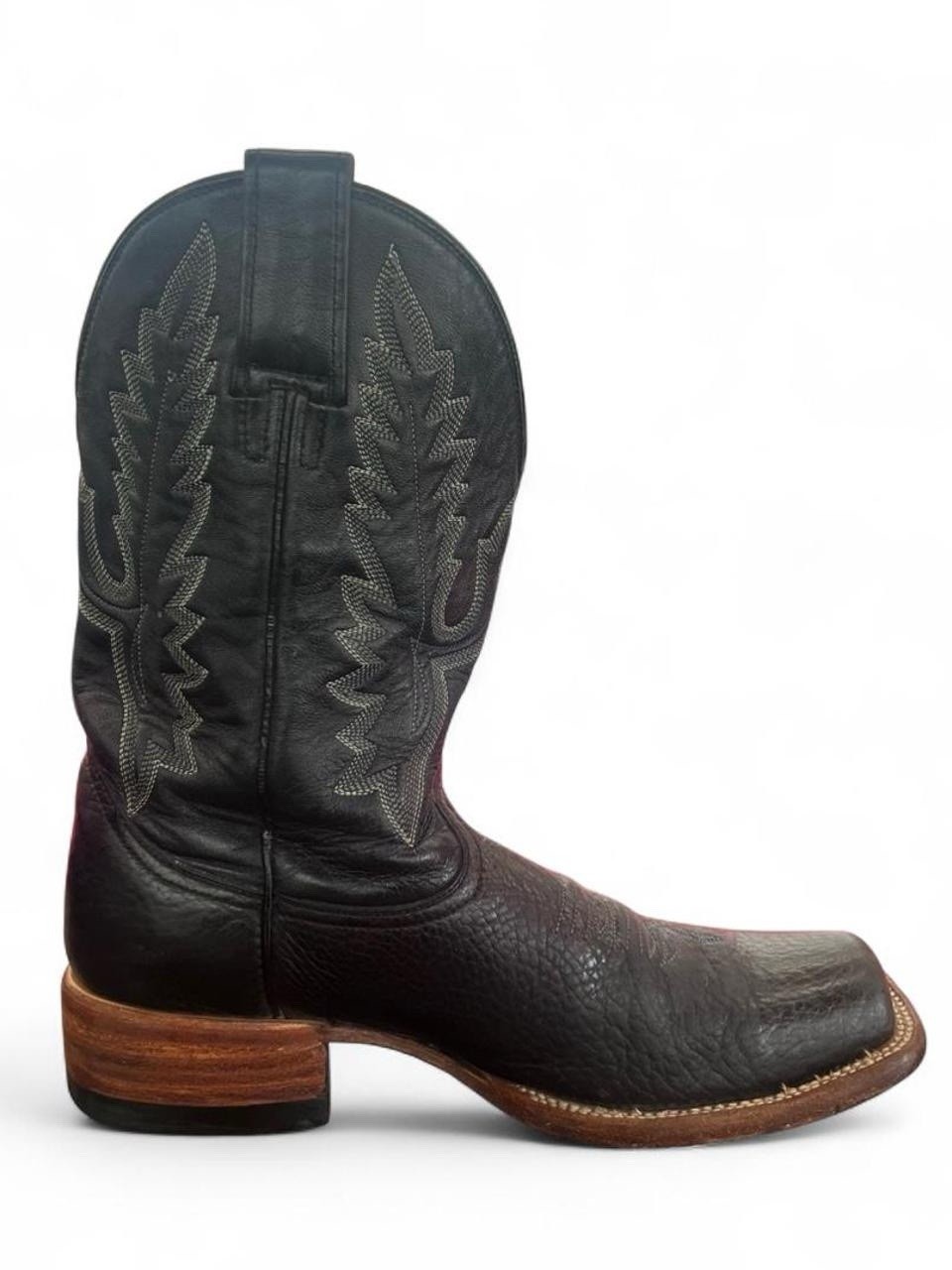Gavel Handmade Bullhide Black Leather Square Toe Western Boots Mens Size 8.5 EE