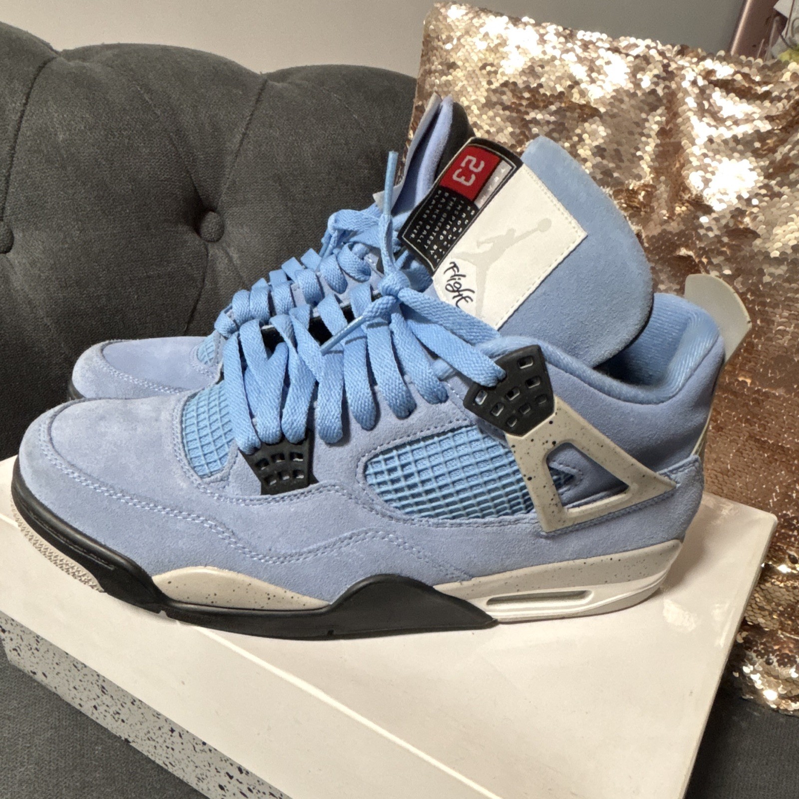 Air Jordan 4 Retro University Blue (UNC) Suede Men’s Low Top Sneakers