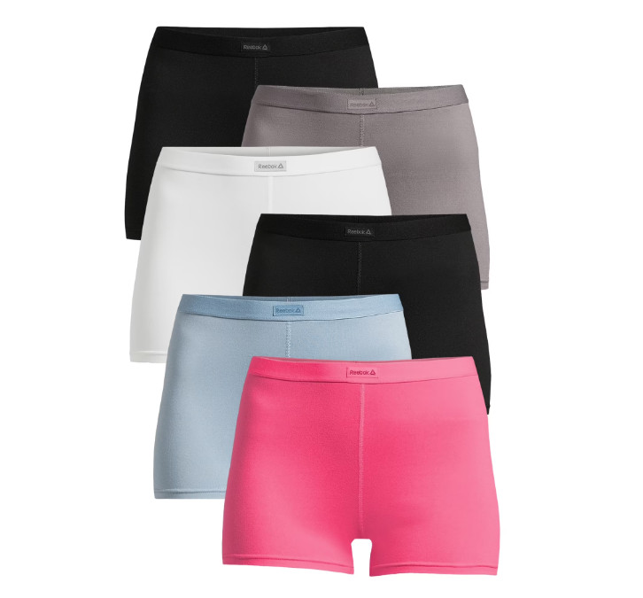 Reebok Women’s Underwear Sport Soft Boyshort Panties, 6-Pack 5000026358