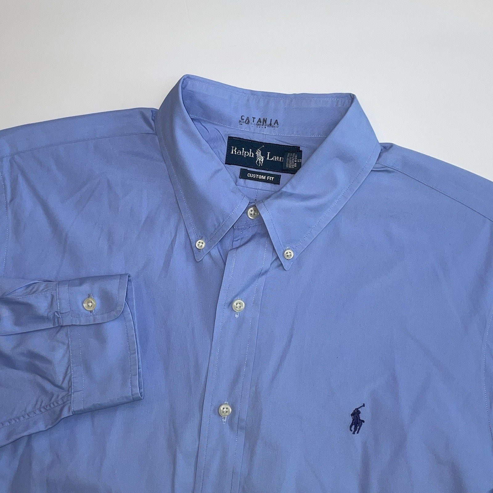 Polo Ralph Lauren Shirt Men’s XL Custom Fit Long Sleeve Blue Cotton Pony