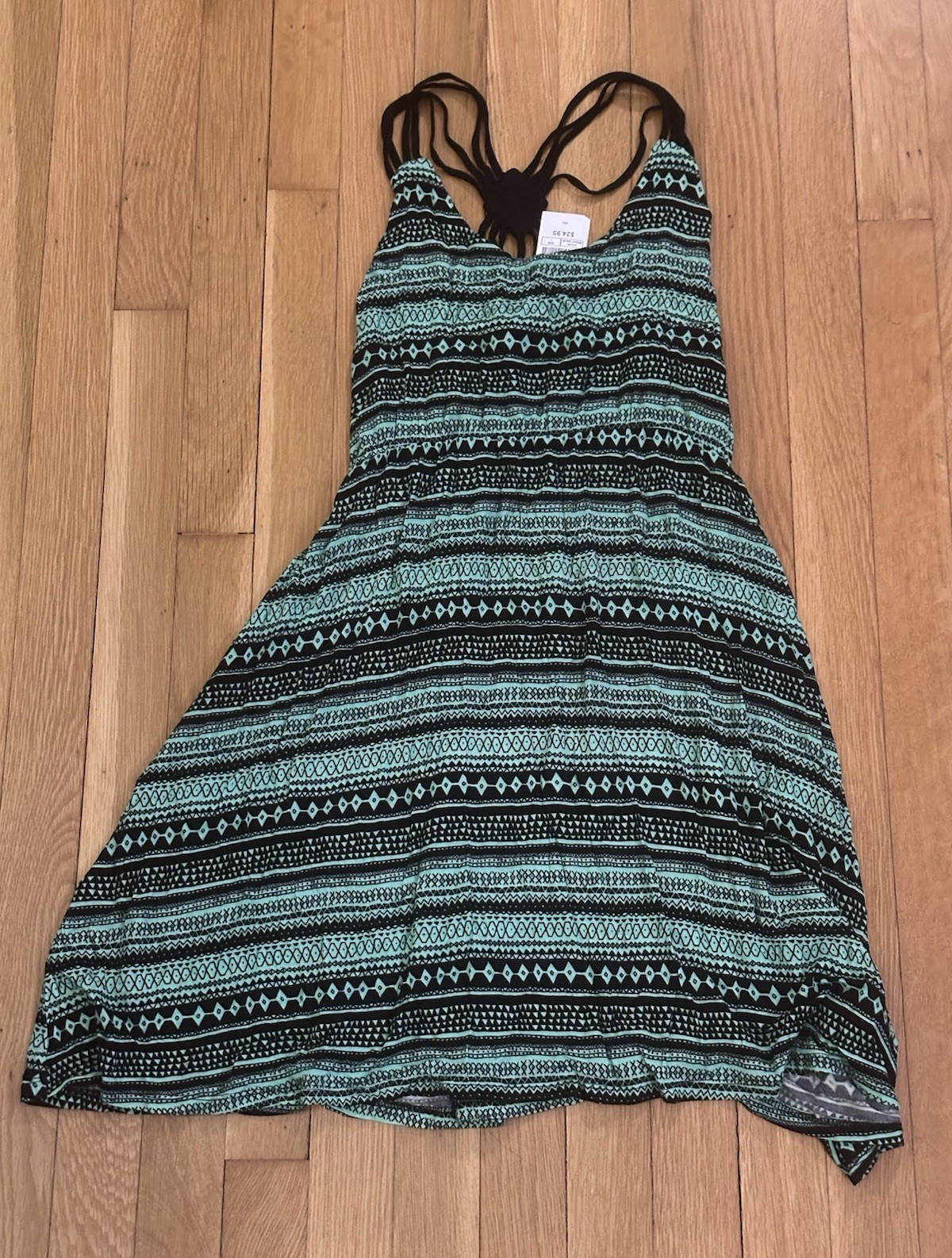 Sun Dress Empyre Women’s Maritza Mint Tribal Macrame Back Dress Green/Black L