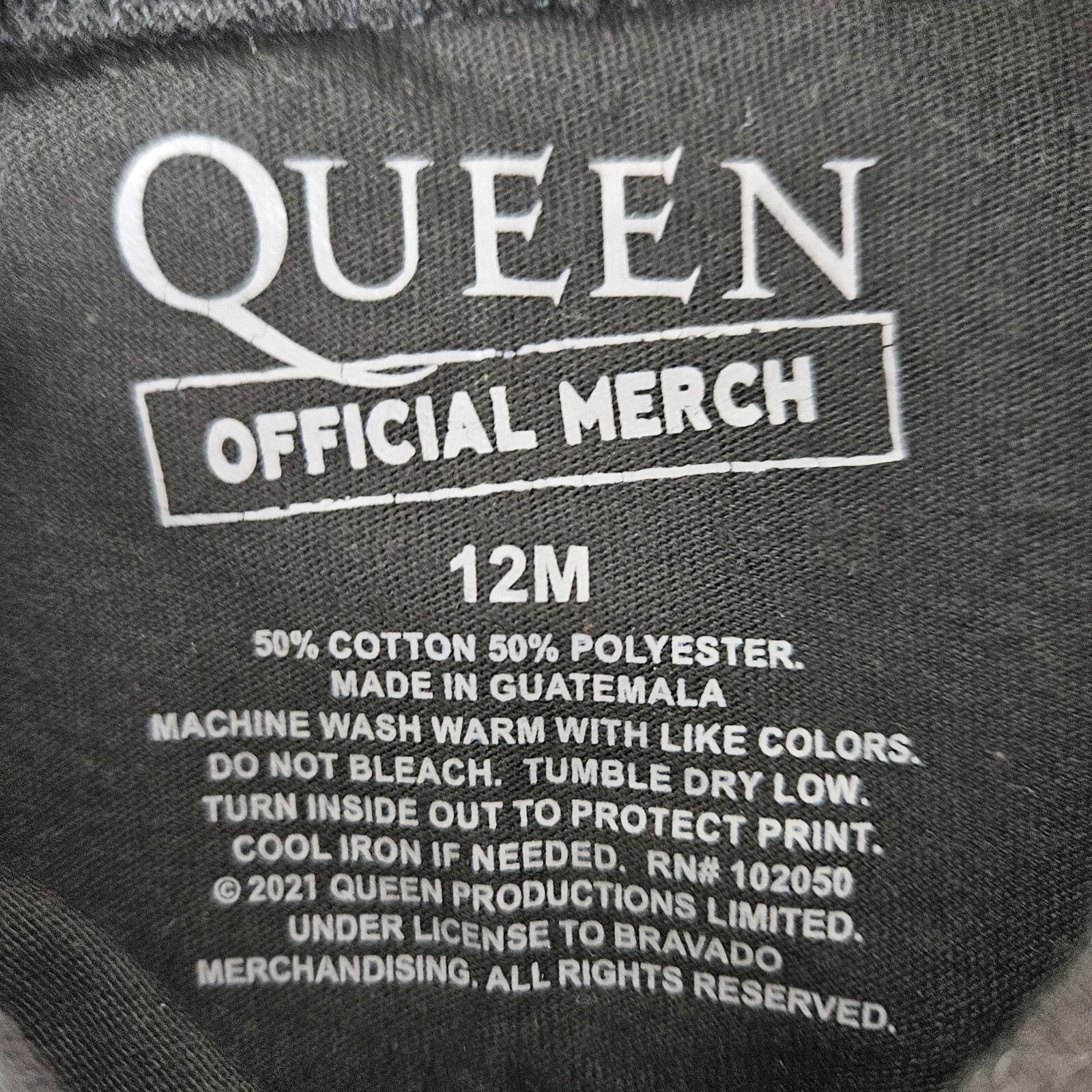 Queen Official Merch Black Graphic T-Shirt Size 12 Months Unisex Concert Music