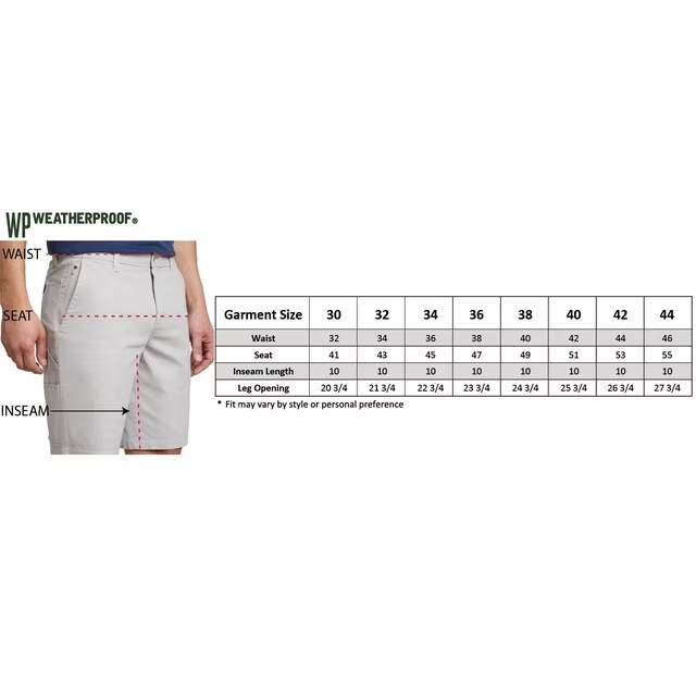 WP Weatherproof Men’s Ripstop Utility Short Size 40 Cream