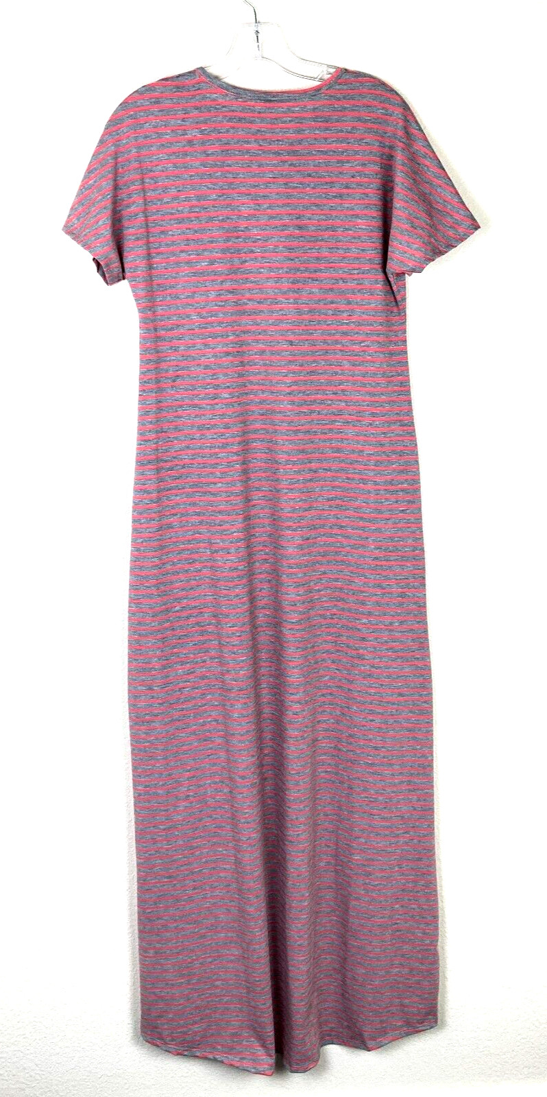 LULAROE Form Fitting T-Shirt Dress Size S Tall Gray Pink Stretch Hi-Low Hem