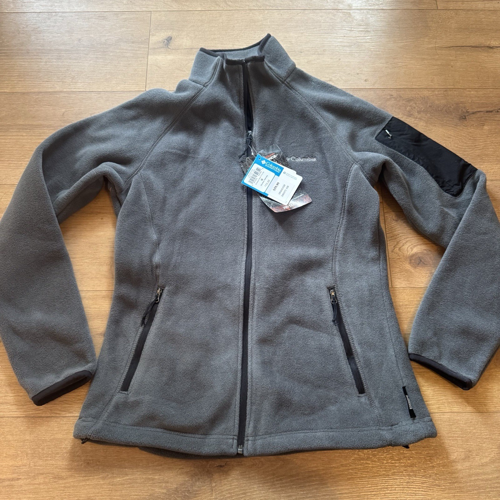 Women’s Columbia Dawson Full Zip Fleece Jacket Gray Zip Pocket Medium M New NWT