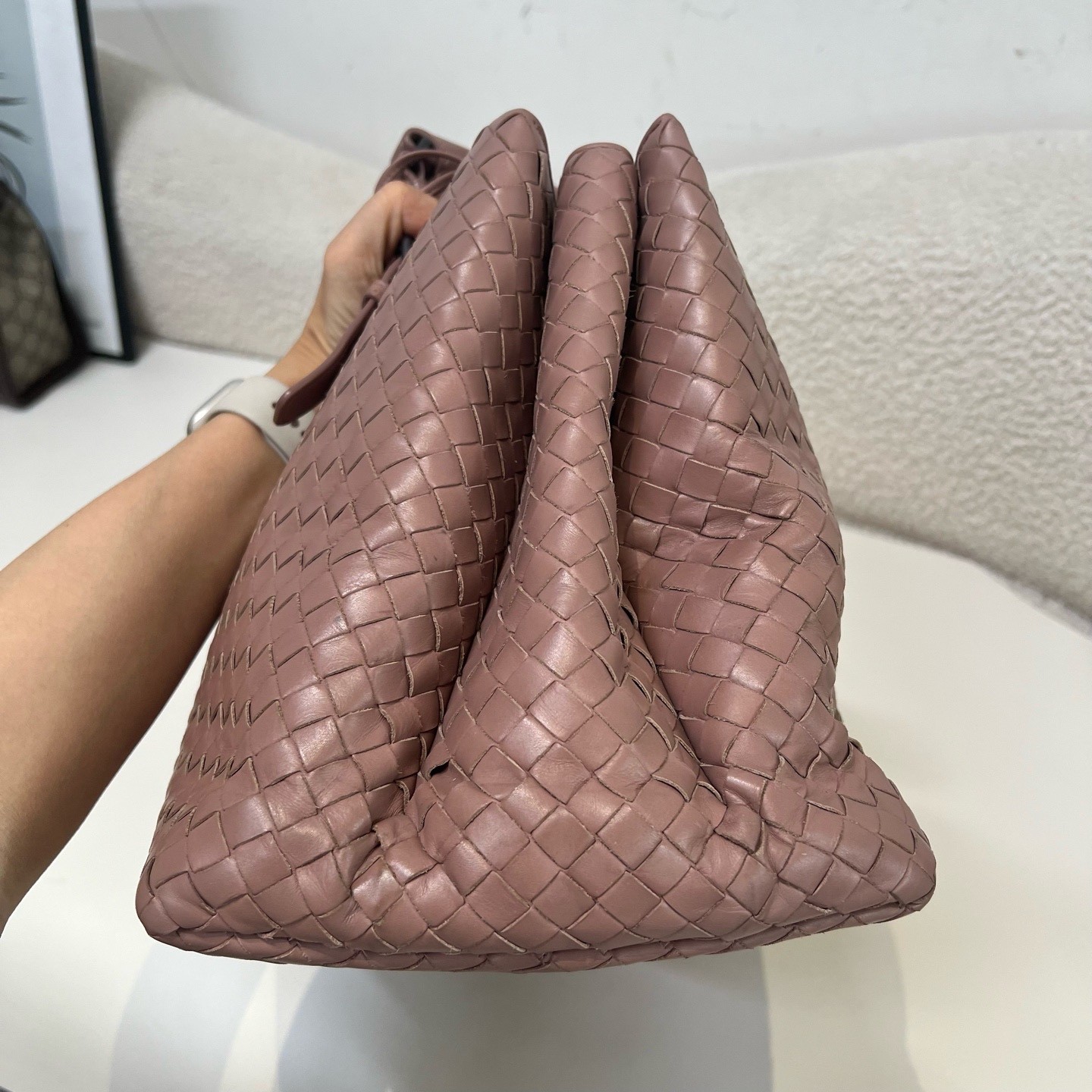 Bottega Veneta Pre-Owned Authentic Satchel Pink 38×26×19cm
