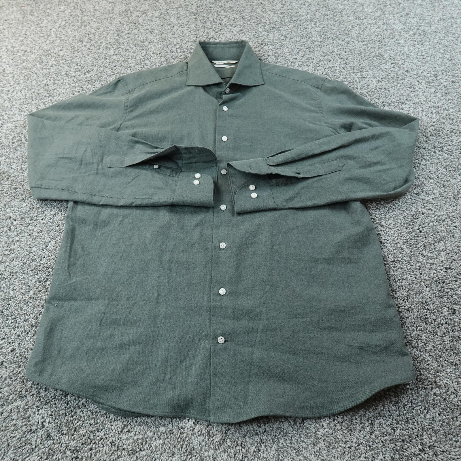 Suitsupply Shirt Mens 16.5 Green Egyptian Cotton Slim Fit Long Sleeve Button Up