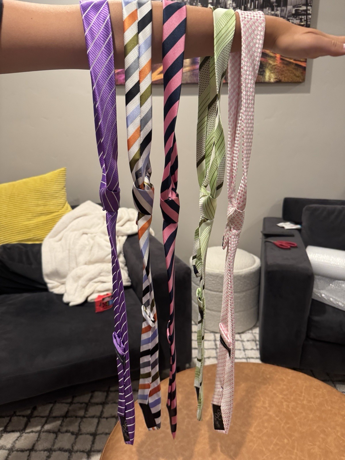 Men’s Neckties Lot of 5 Multicolor Striped/ Pattern Designer Logo Ties