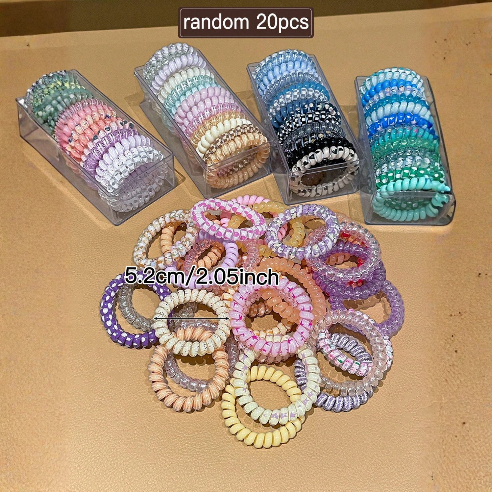 20pcs/Pack Random Color Spiral Hair Ties High Elasticity Hair Scrunchies