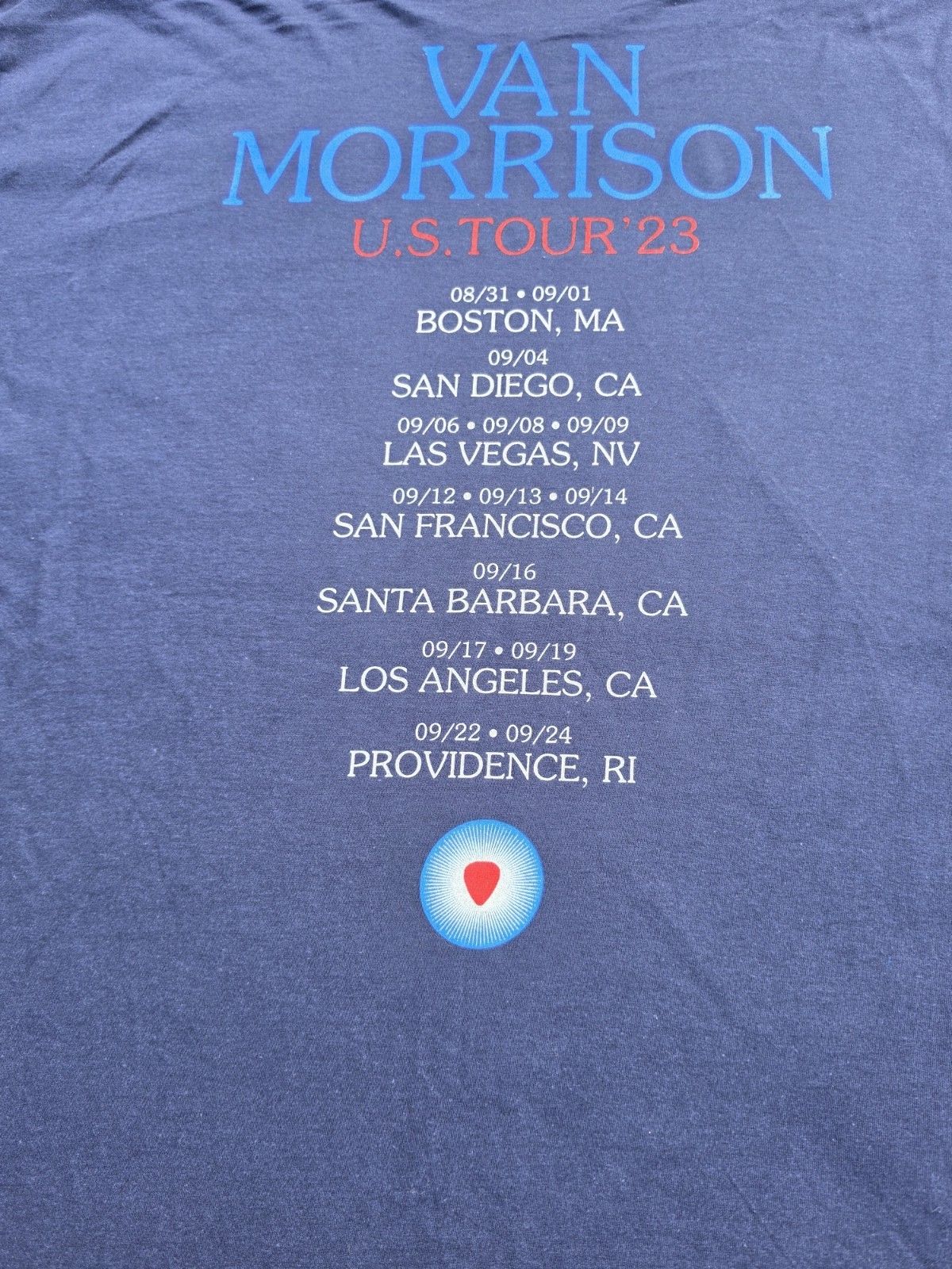 Van Morrison 2023 Us Tour Size XL Blue NWOT
