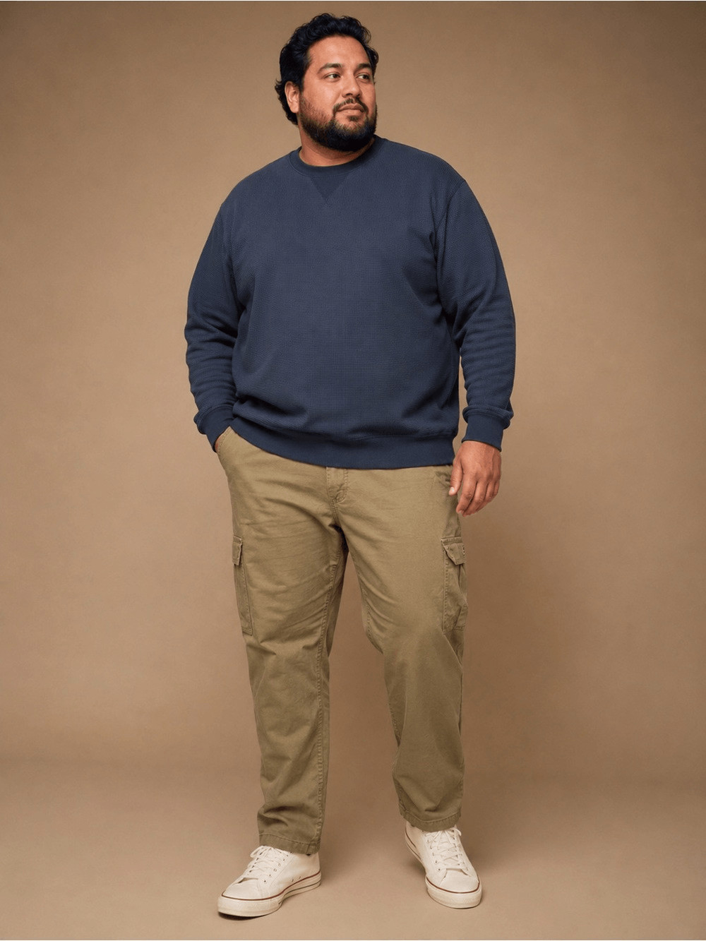 NEW NWT Wrangler Cargo Pants Beige Tan 100% Cotton size 44 x 32 Loose Fit