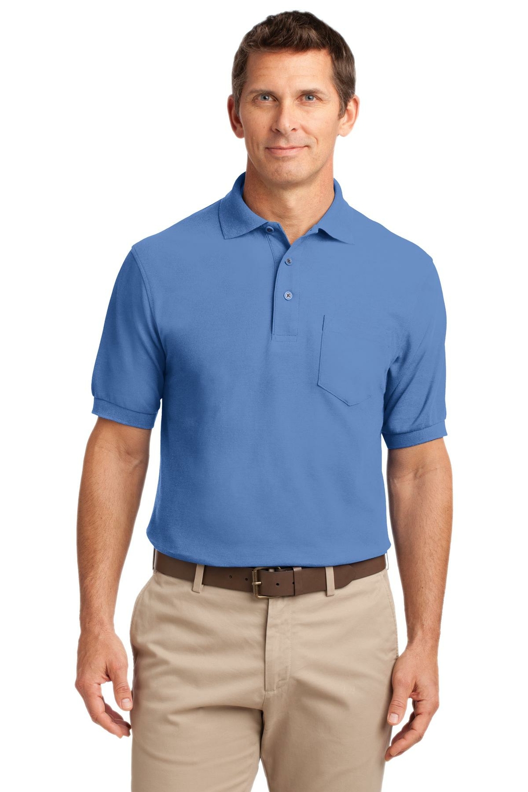Port Authority TLK500P Mens Big & Tall Short Sleeve Silk Touch Polo With Pocket