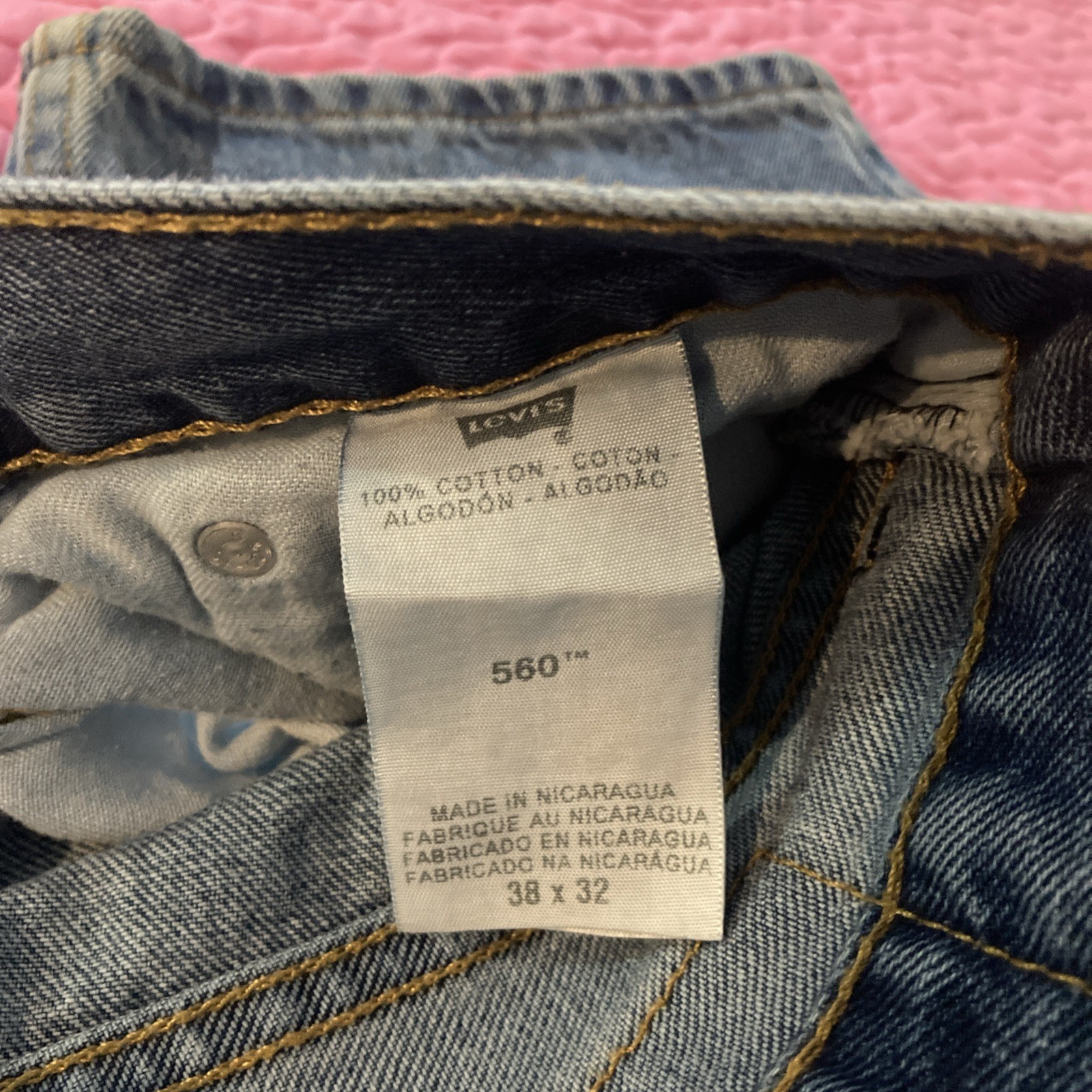 VINTAGE Levis 560 Jeans Mens 38×32 Blue Loose Comfort Fit Baggy Logo
