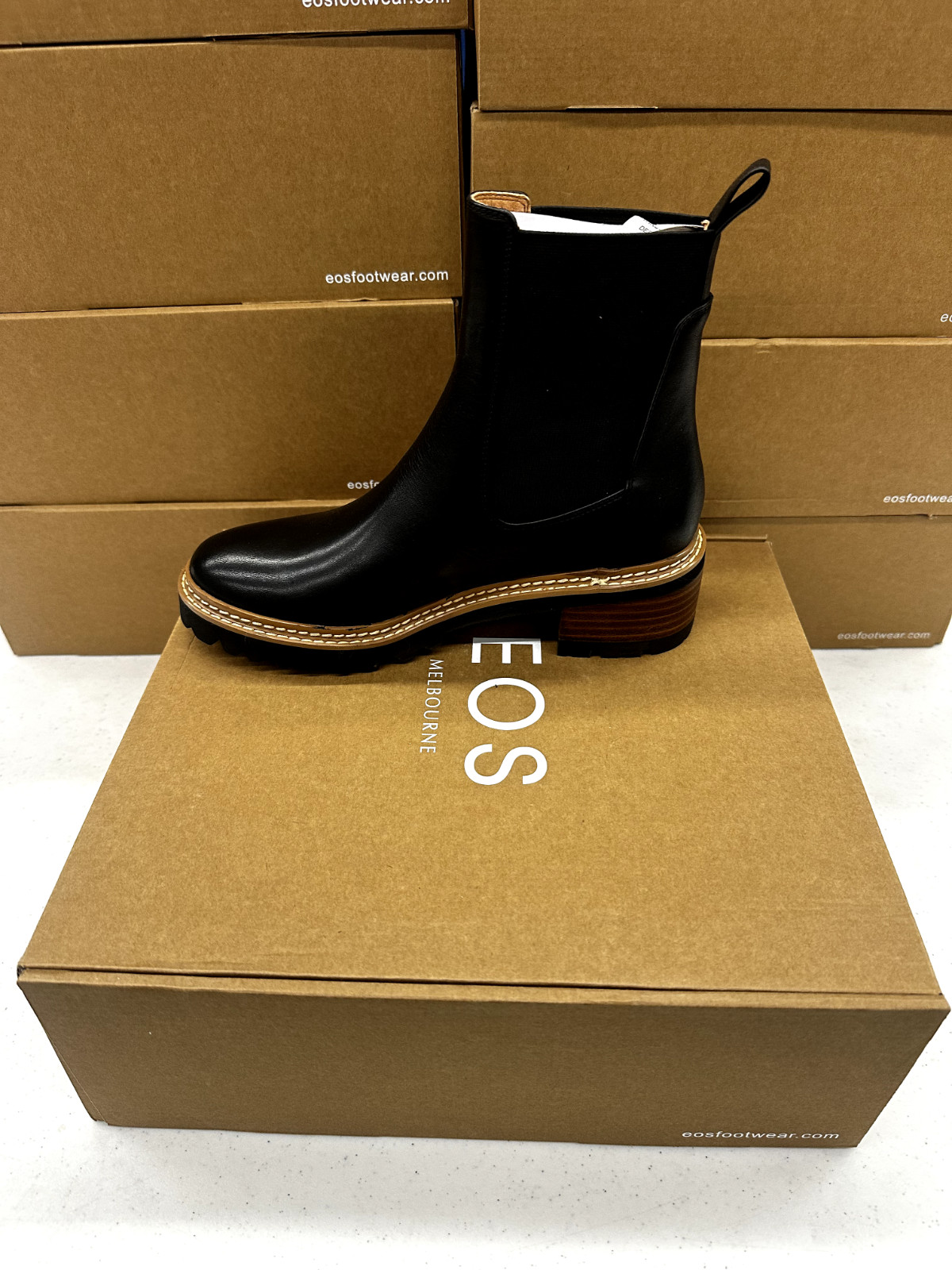 EOS Melbourne Linear Black Women’s 37 38 39 40 41 Leather Ankle Boot Bootie