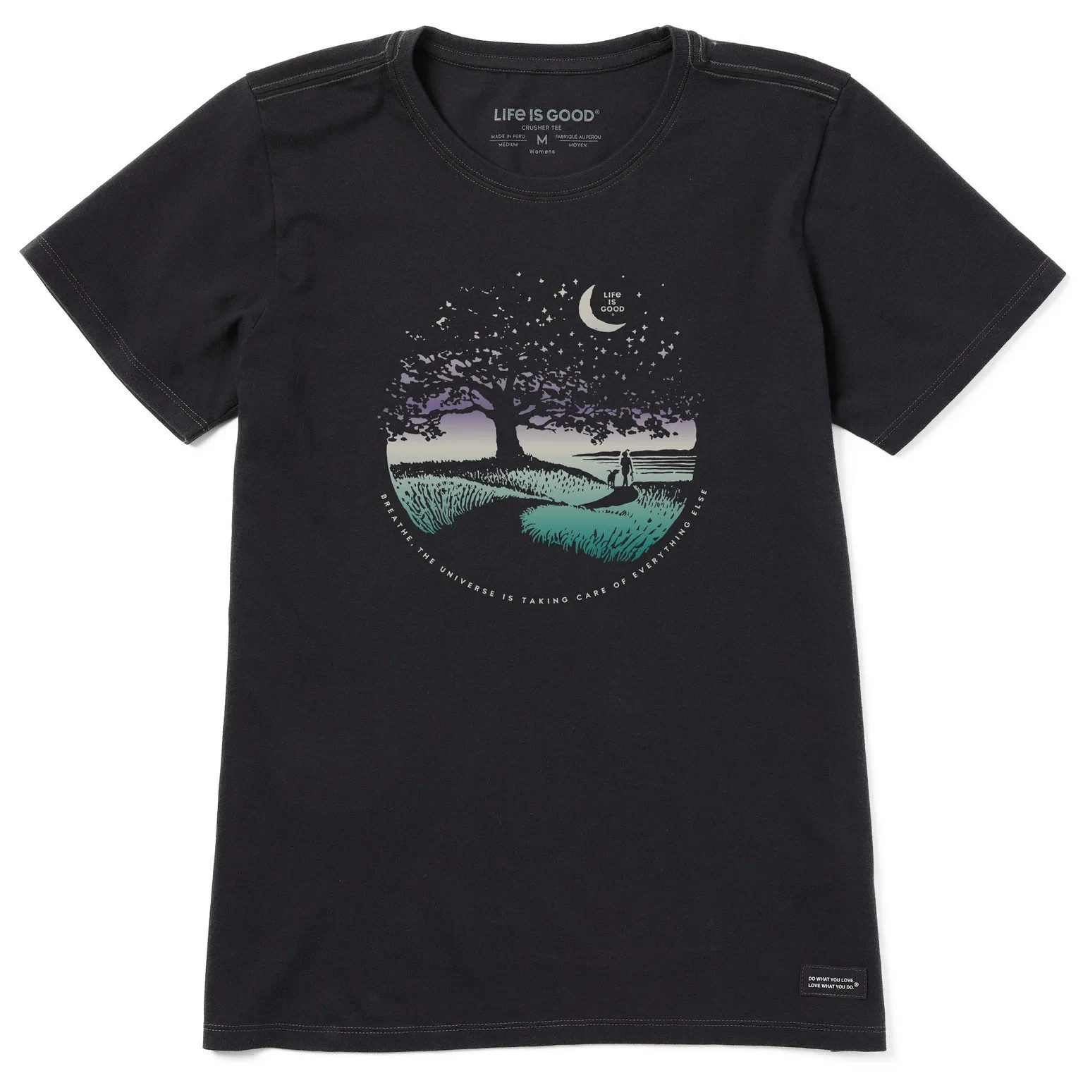 Life Is Good SS Shirt Crusher Tee BREATH UNIVERSE MOON WALK Dog 47in Womens XL