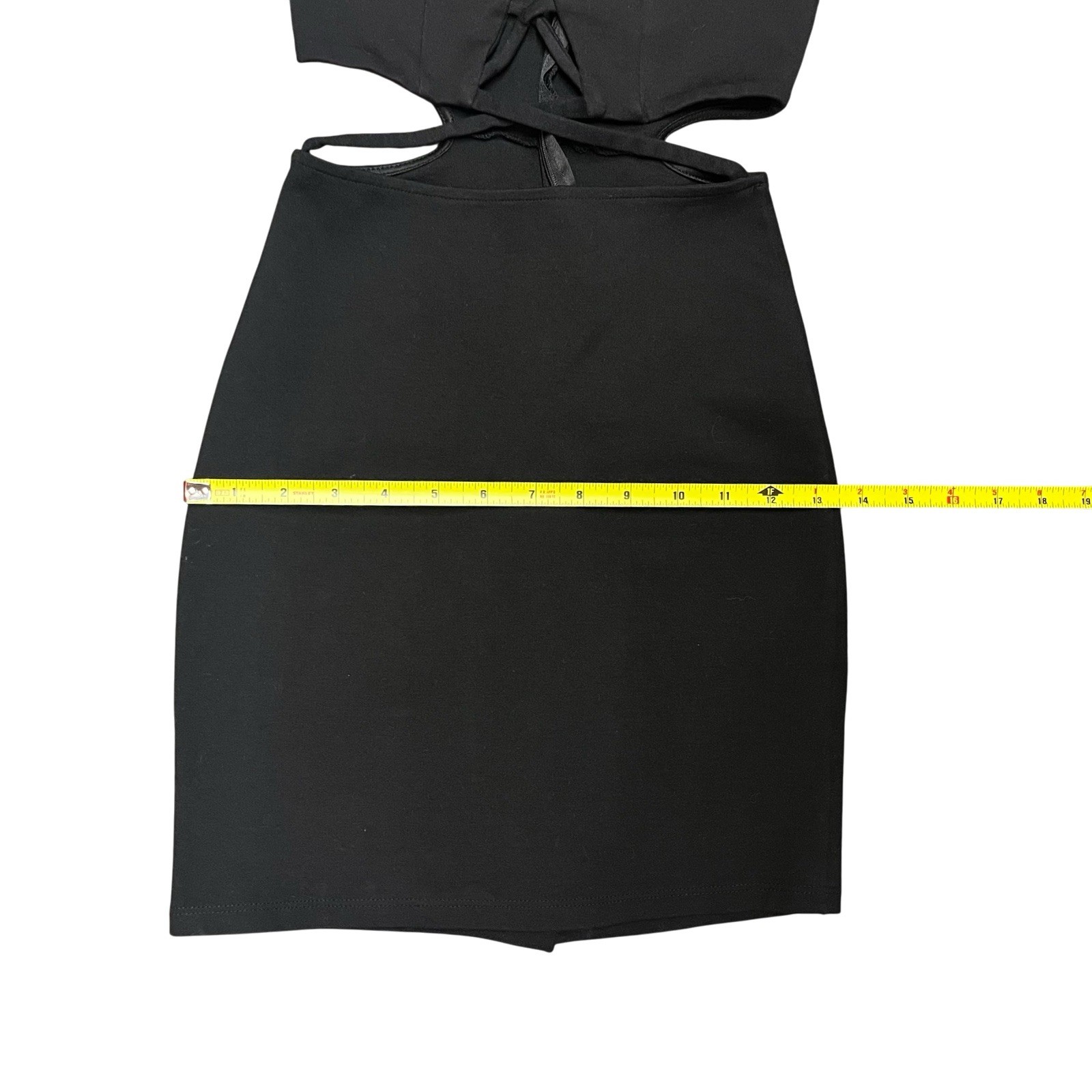 Solemio Black Halter Cut-Out Lace-Up Strappy Bodycon Mini Dress Size S
