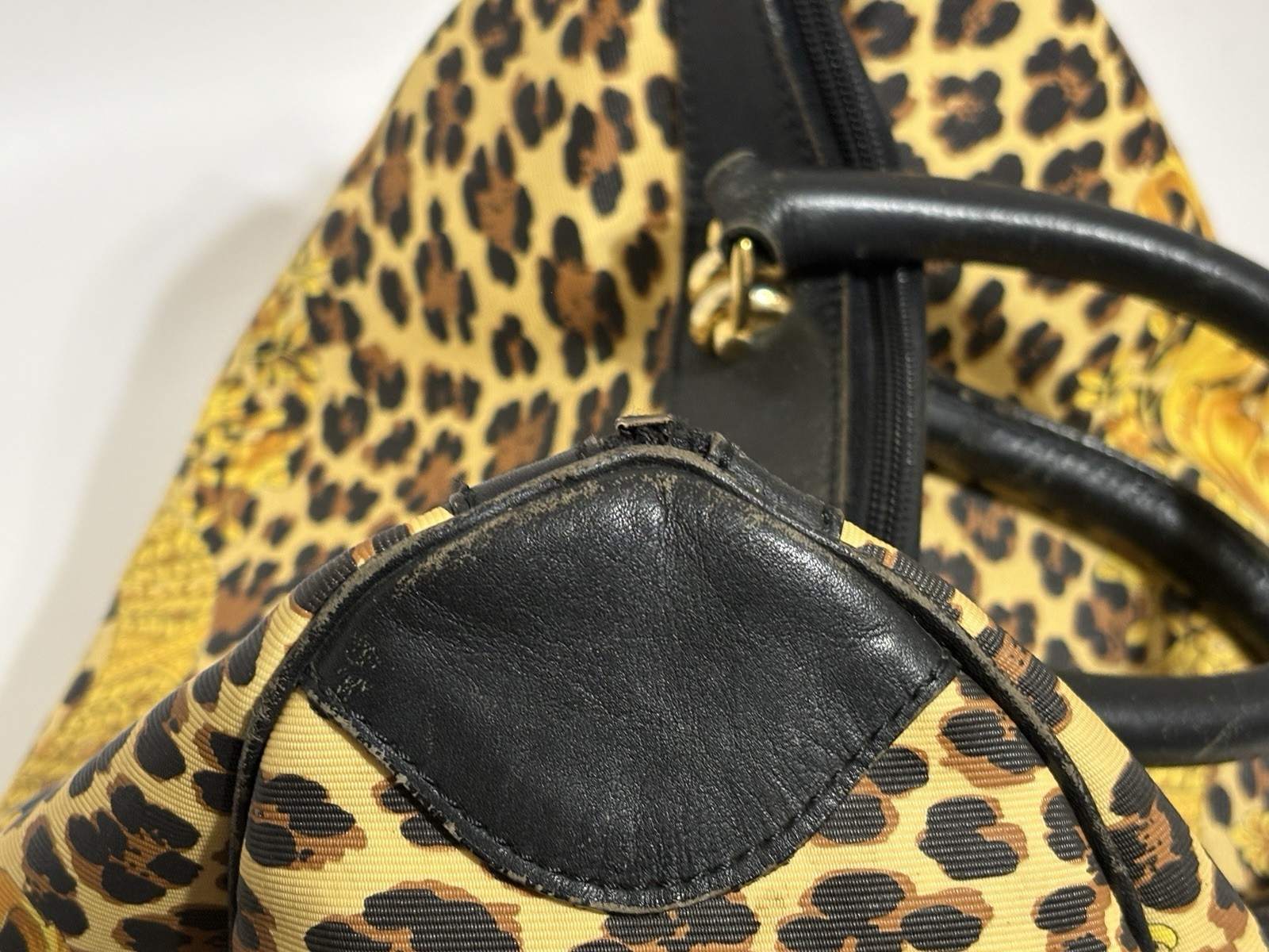 Vtg Gianni Versace Yellow Baroque Print PVC Bag
