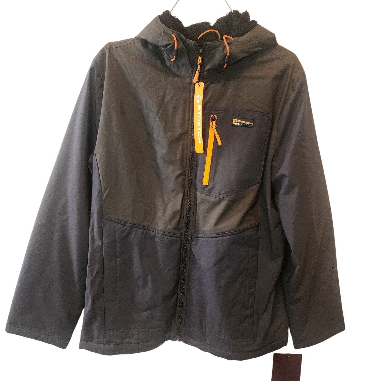 HFX Outdoors Men’s Jacket M Chark Navy Water Resistant Hooded Sherpa Lined