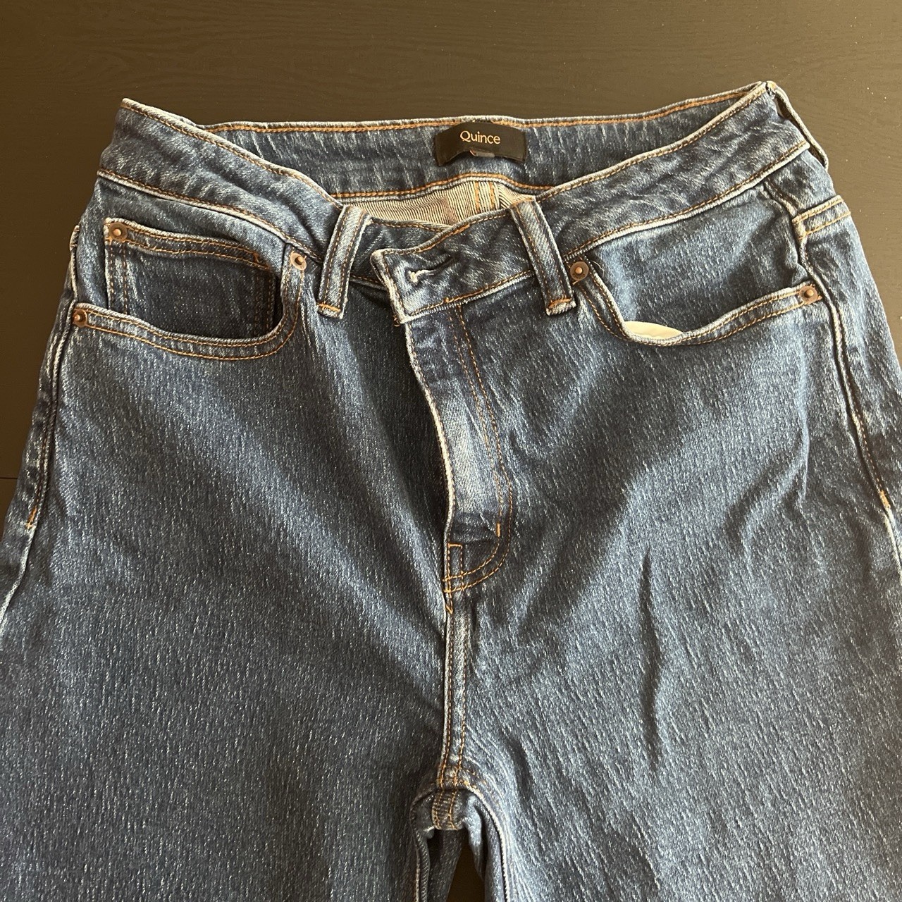 Quince Bella Stretch Relaxed Straight Jeans Denim Date Stormy Blue 29 Reg NWOT