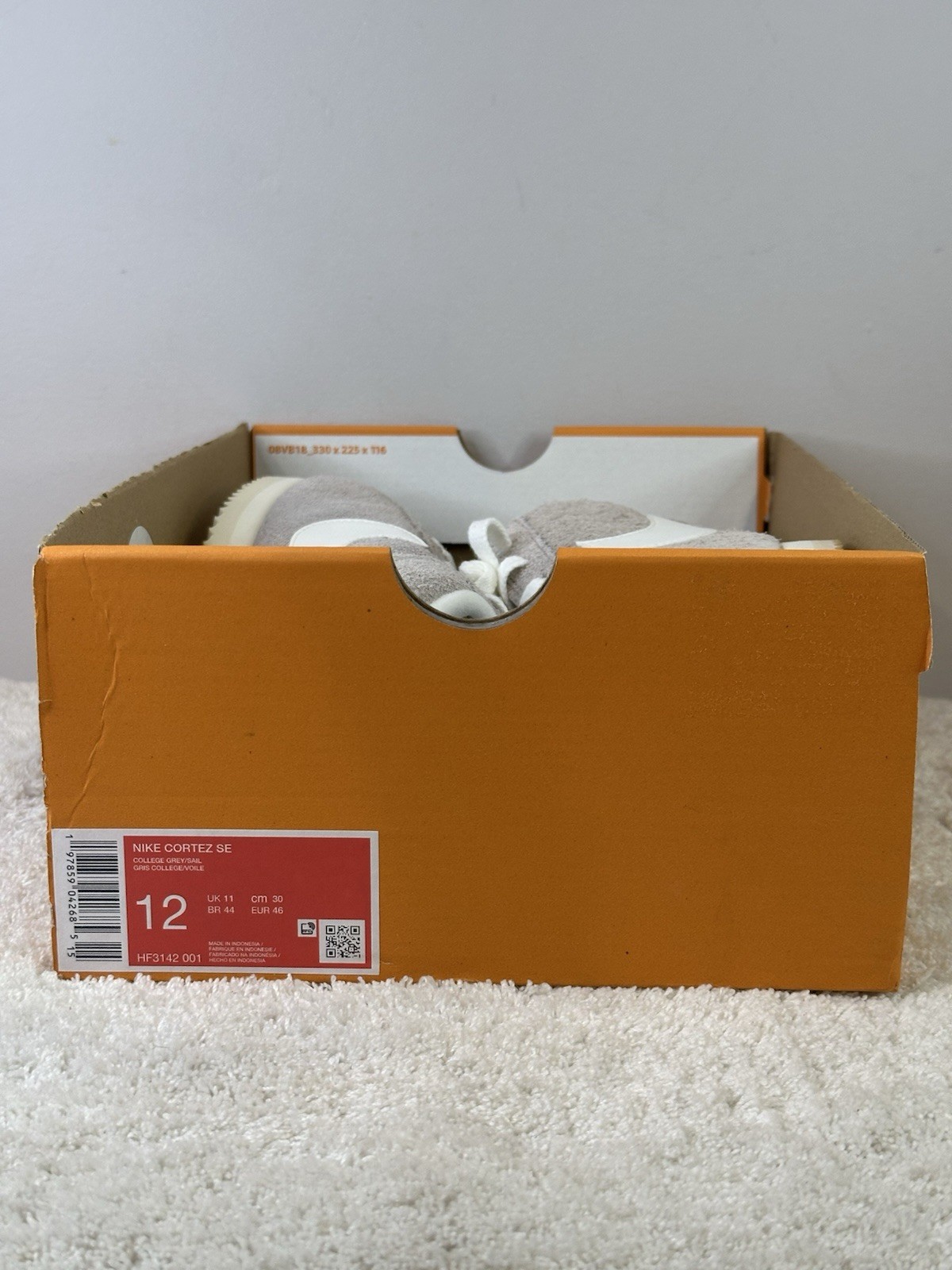 Nike Cortez Men’s Size 12 Grey Sail Suede HF3142 001 Box No Lid
