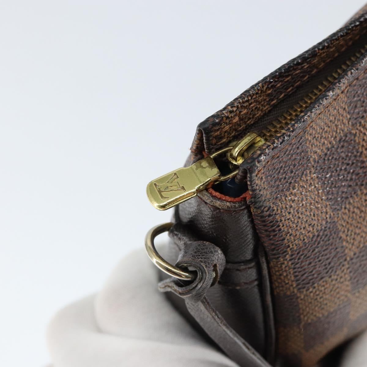LOUIS VUITTON Damier Ebene Trousse Makeup Pouch N51982 LV Auth 147358