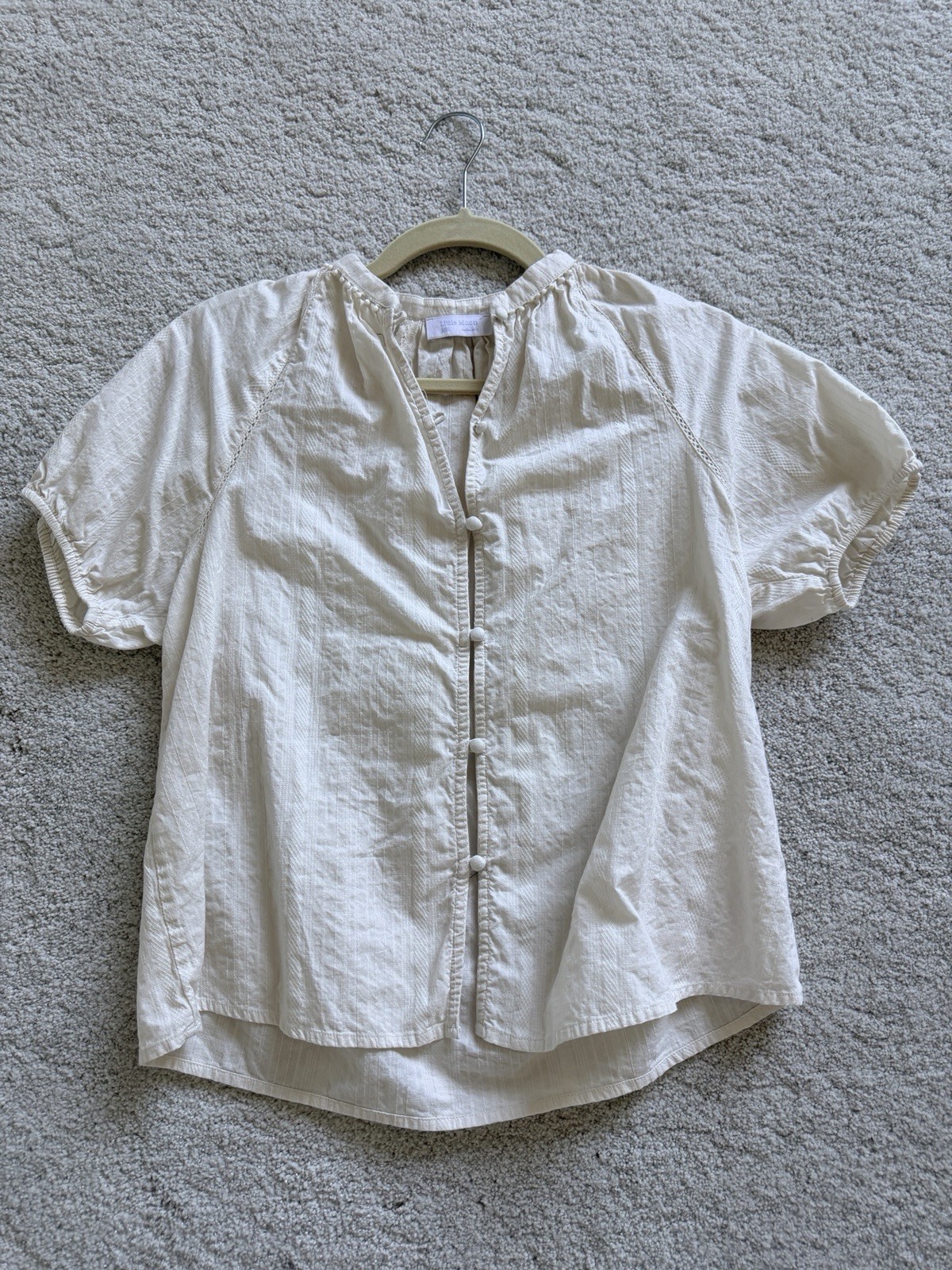 Wilfred Little Moon Ivory Button Up Puff Sleeve Blouse Women’s Size XXS