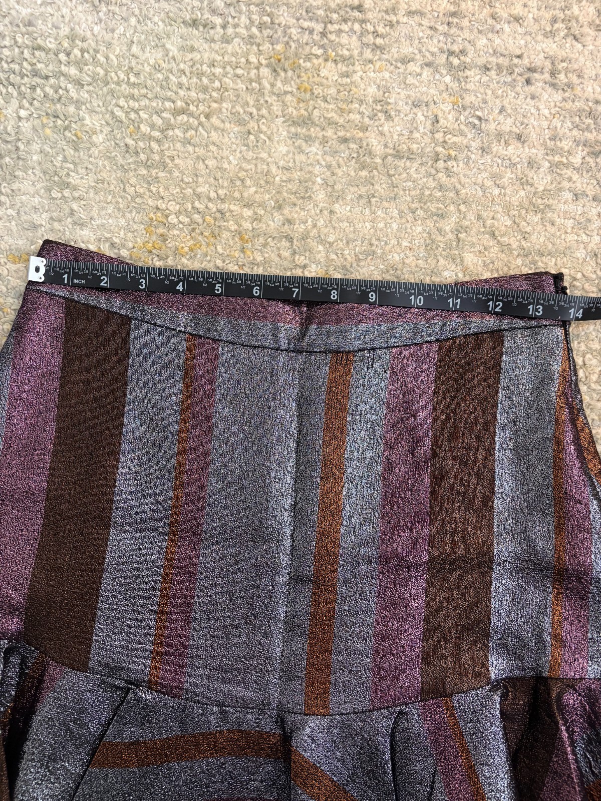 Derek Lam Metallic Shimmery Multi Colo Striped Mini Skirt With Ruffle Size 0