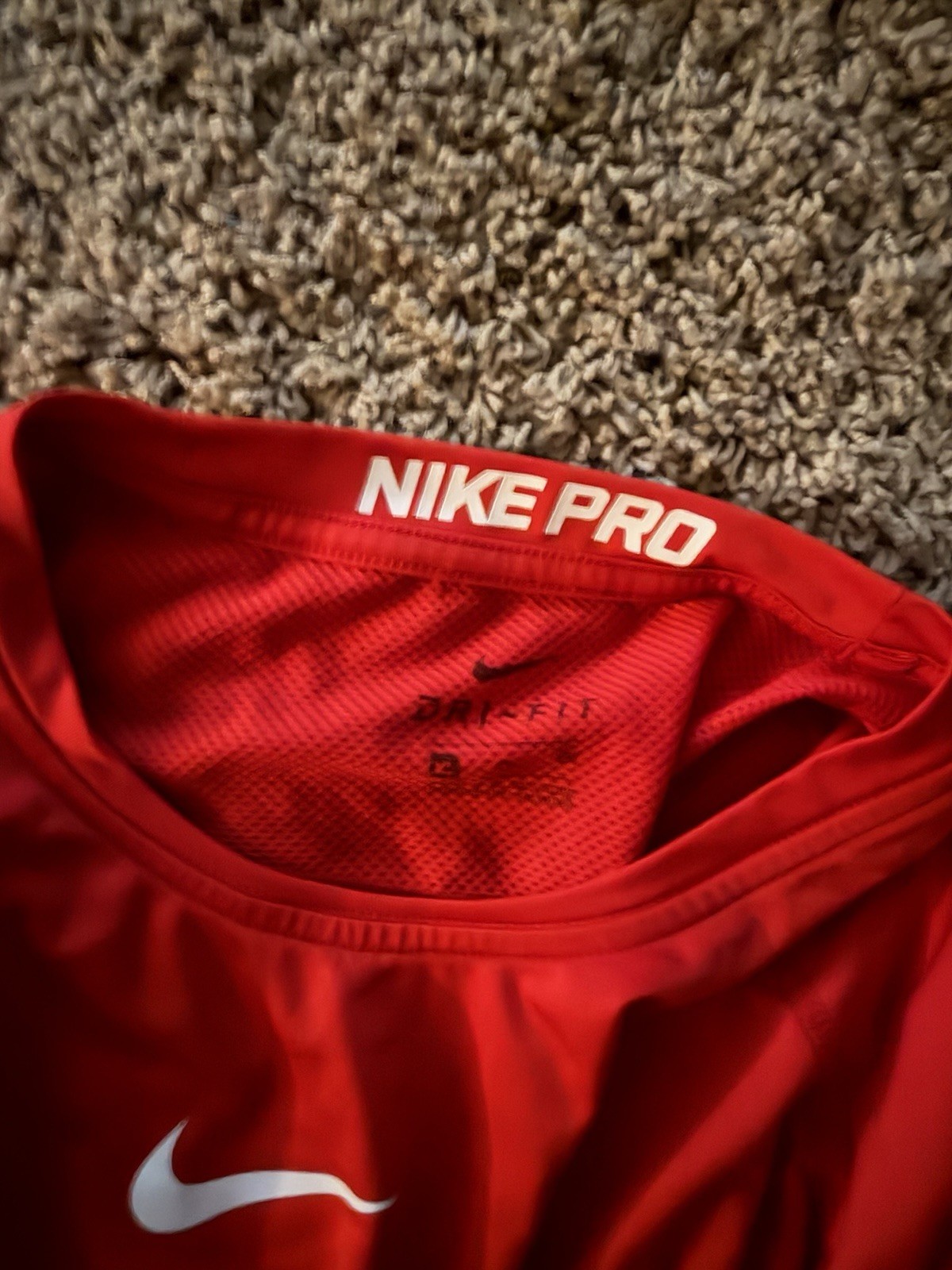 Nike Pro Dri-FIT Red Men’s Athletic Fit Crew Neck Short Sleeve T-Shirt L