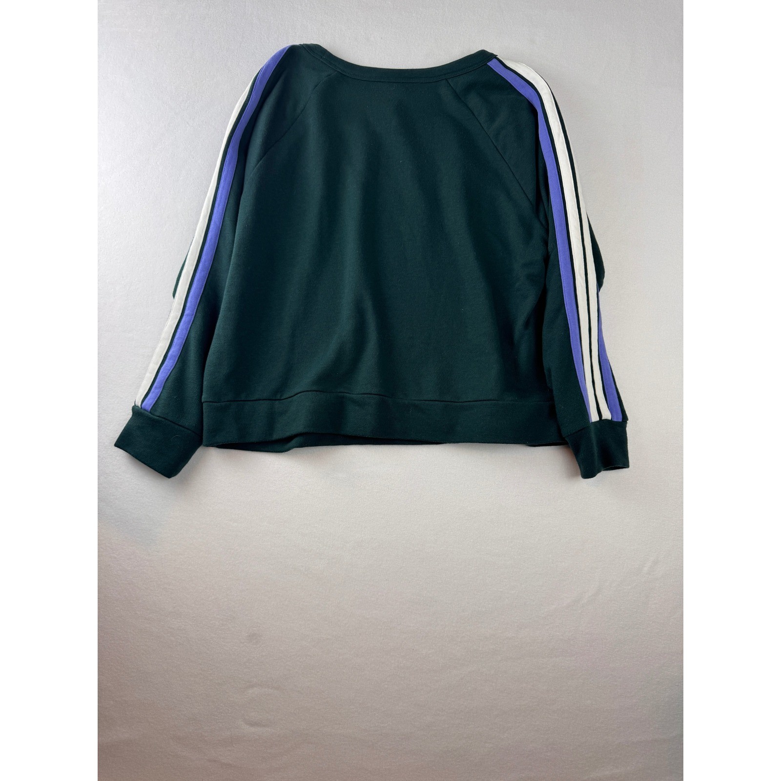 Lou & Grey Women’s Small Cropped Sweatshirt Green Purple Stripe Pullover Top