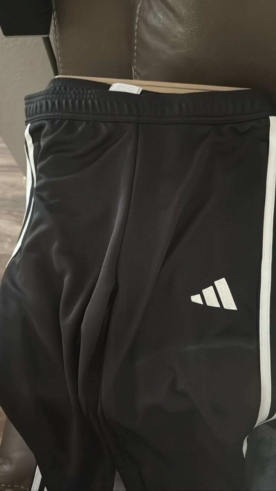Adidas Track Pants Mens Black 3 Stripe Athletic Training Joggers
